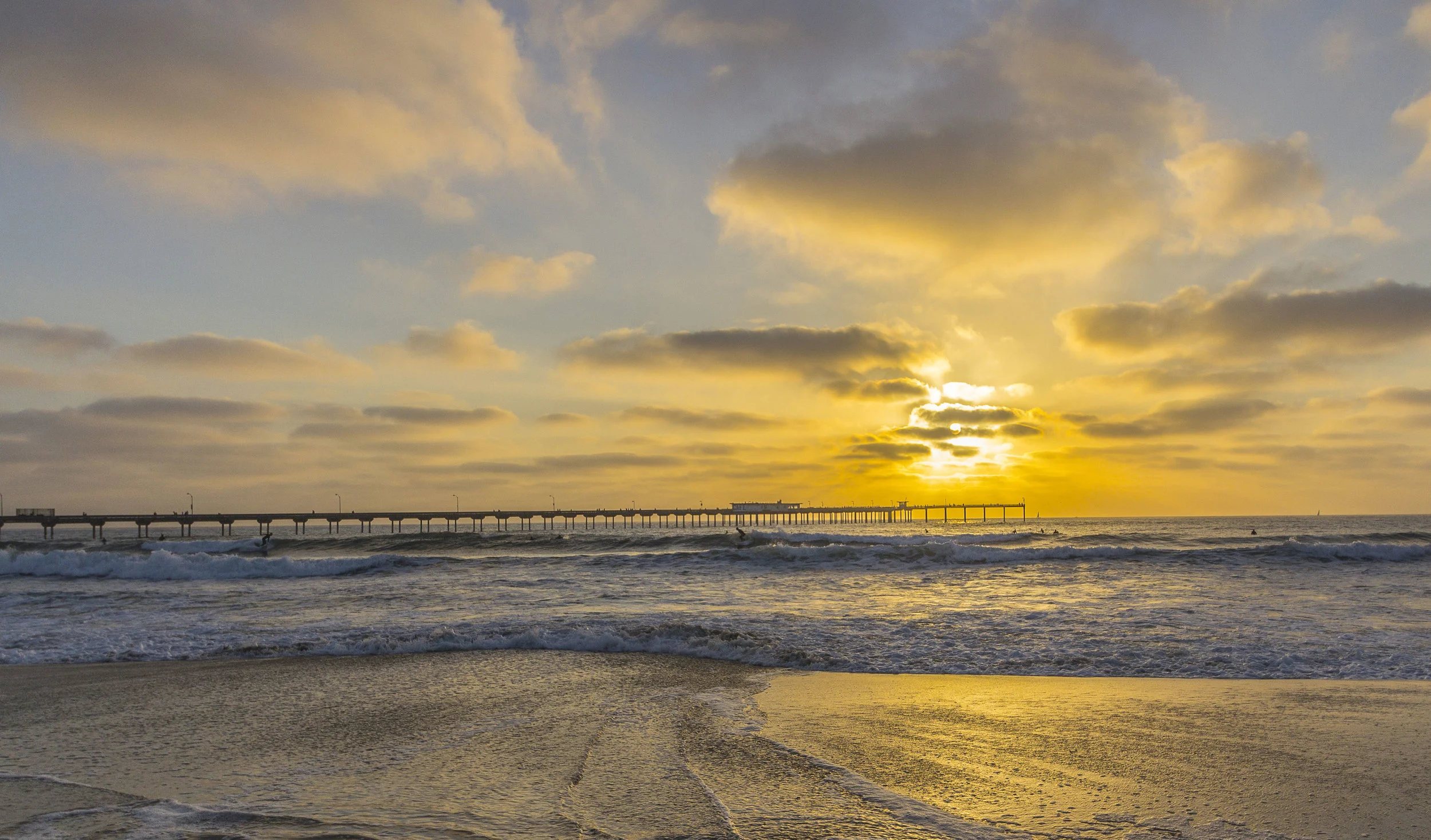 ocean beach sunset by pier .JPG