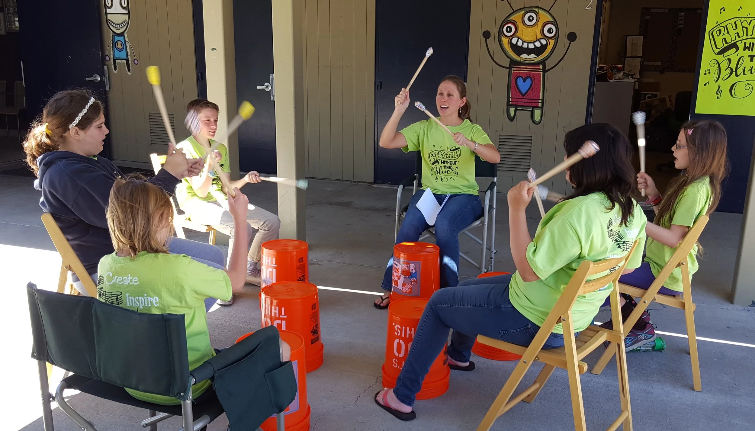 Music Students Bucket Drumming