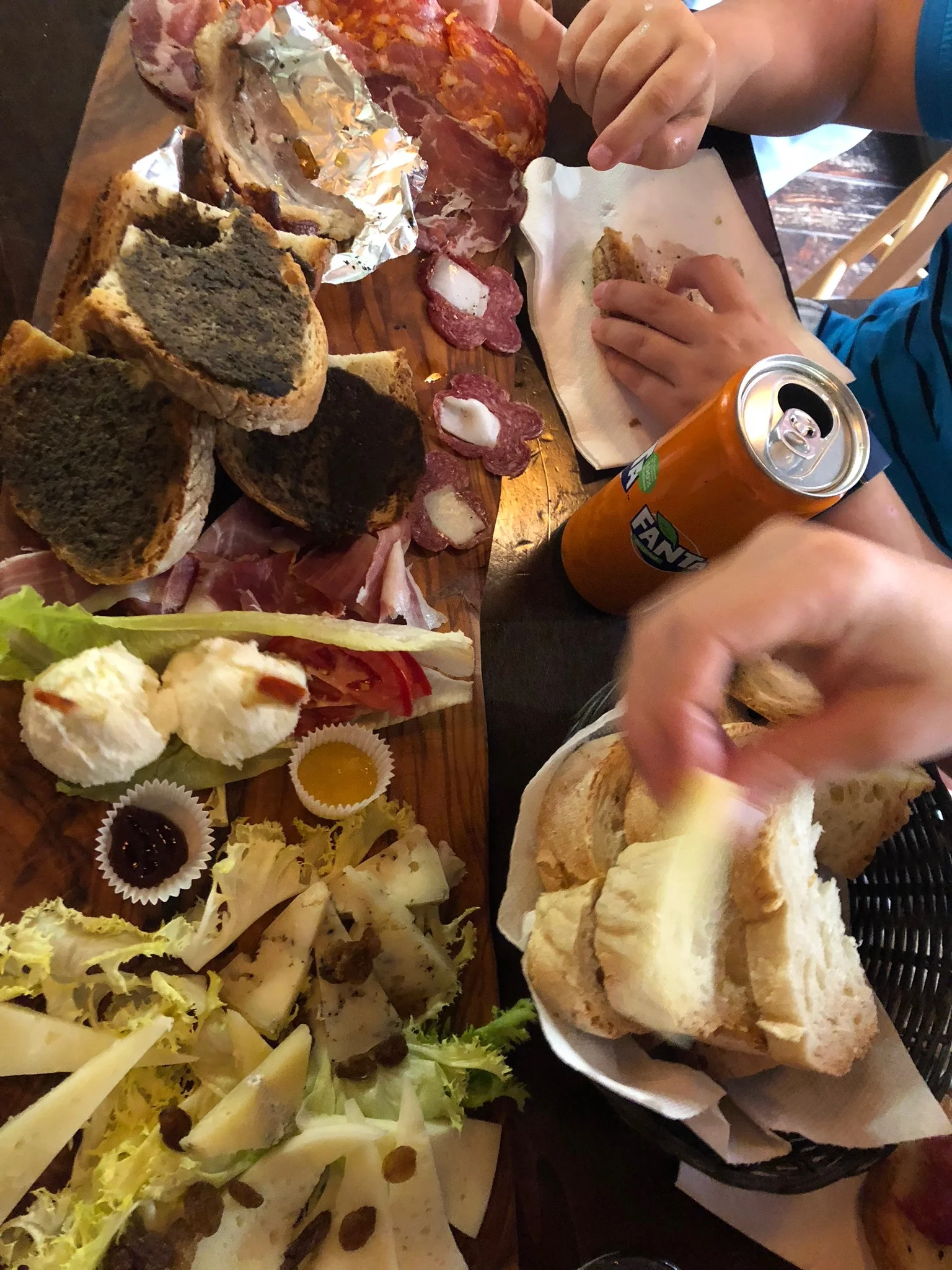 Beautiful Board at Pizzicaroli with our favorites, Porchetta, Pate, Fromagi