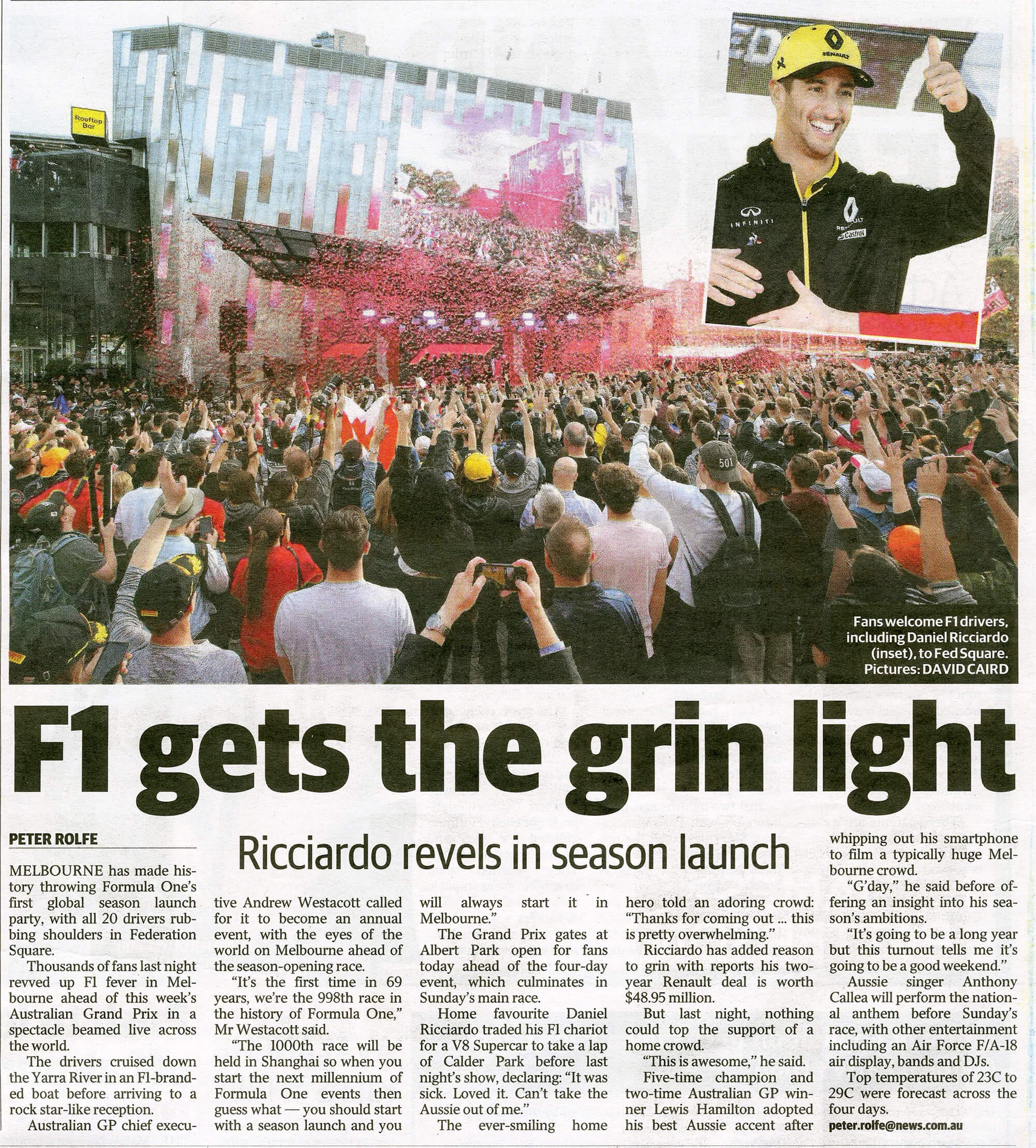 Formula 1_Herald Sun_14th March 2019