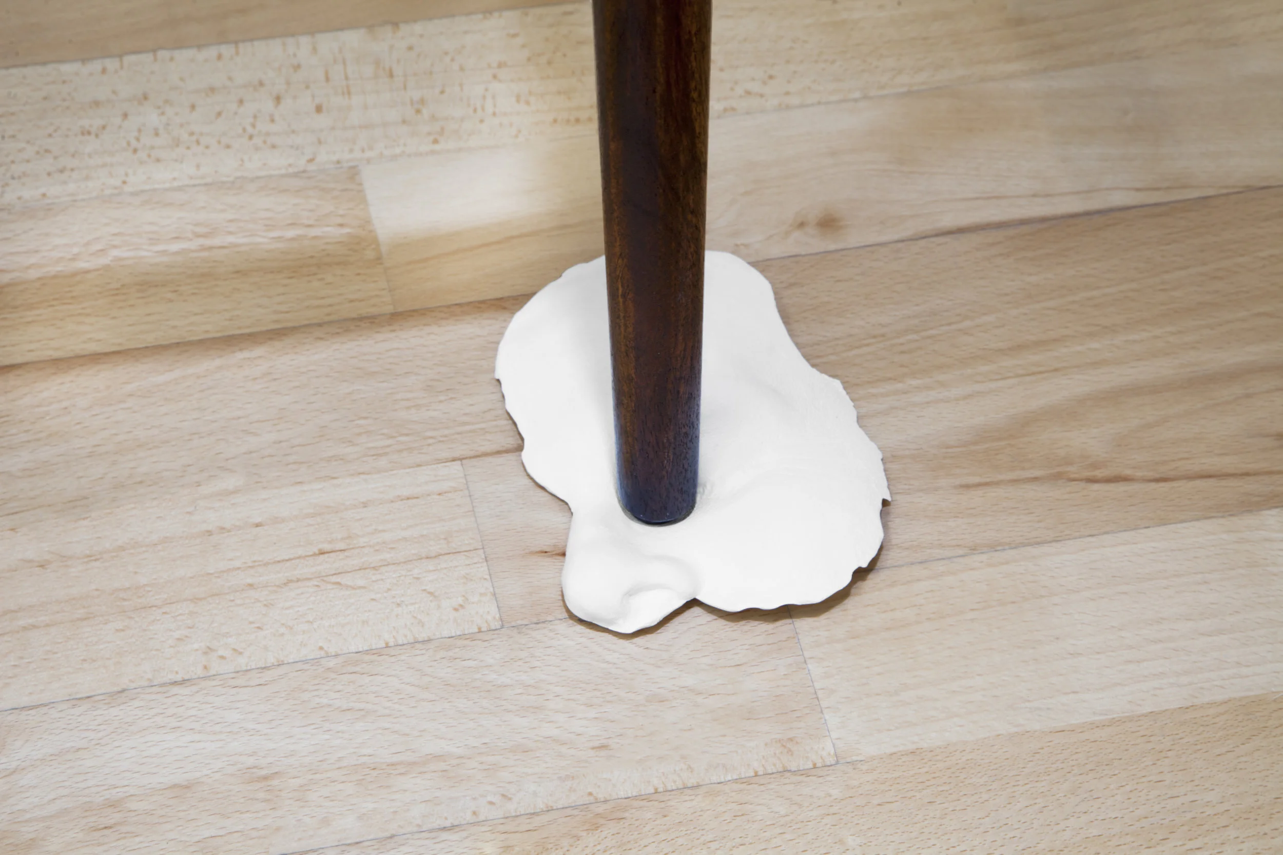Putting a stop to all that (Detail) , 2017, Wooden Chair, Cement, 30 x 18 x 16 in