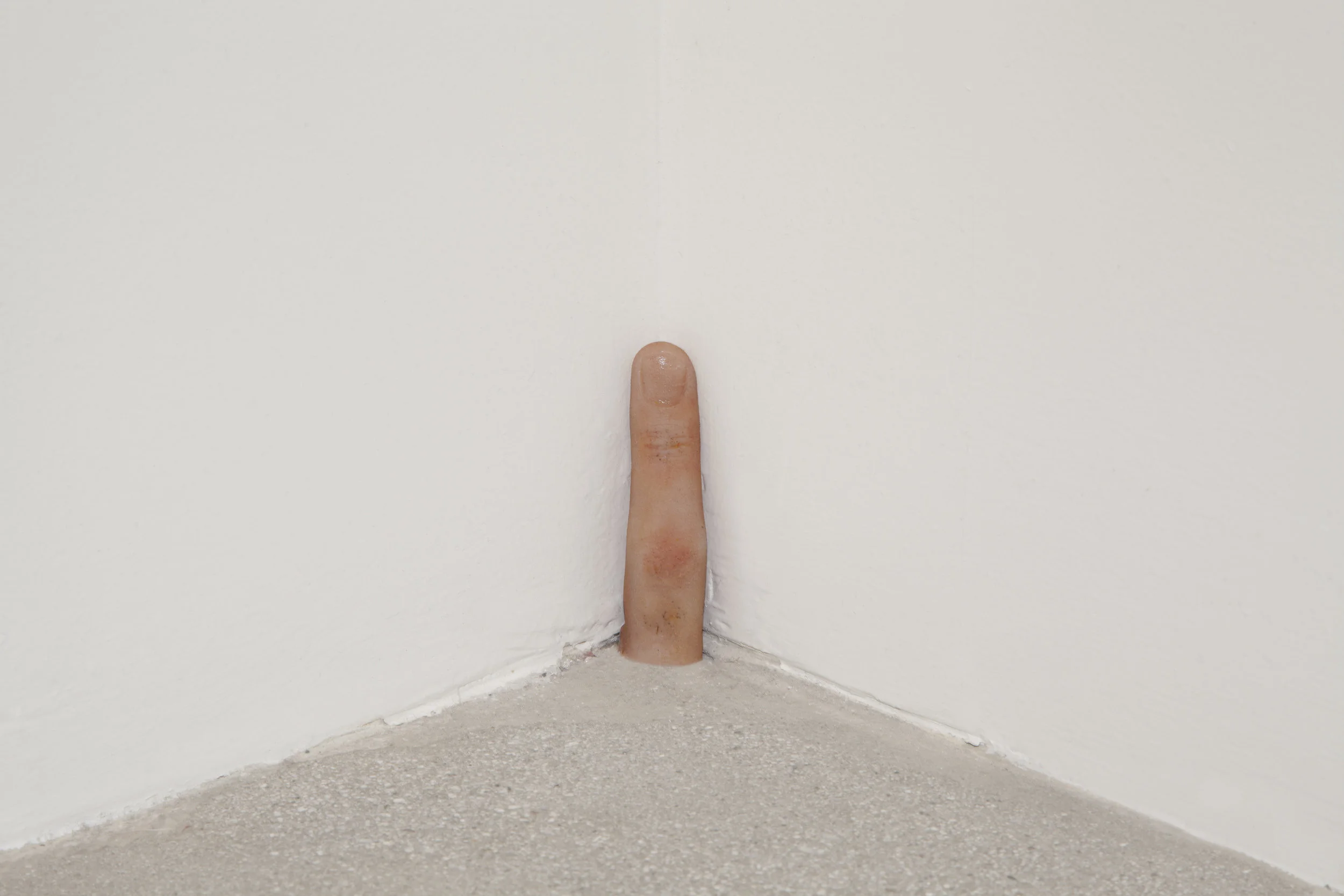 Shouting yelling pointing not listening ok, 2015, Pigmented Silicone, Nail polish, 3.5 x 1 in