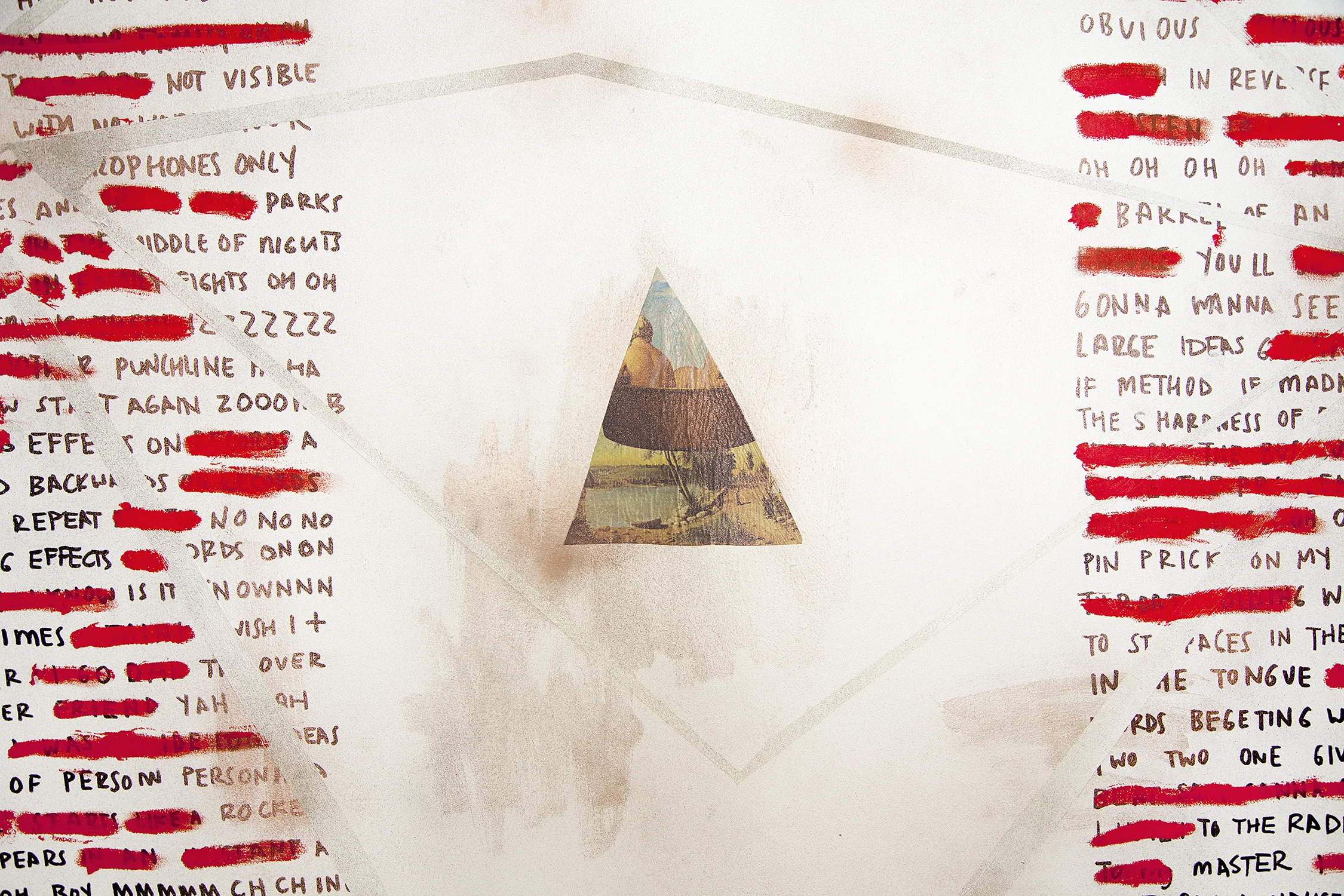 Brain Rubbish (detail), 2018, mixed media on watercolor paper, 56 x 44 in