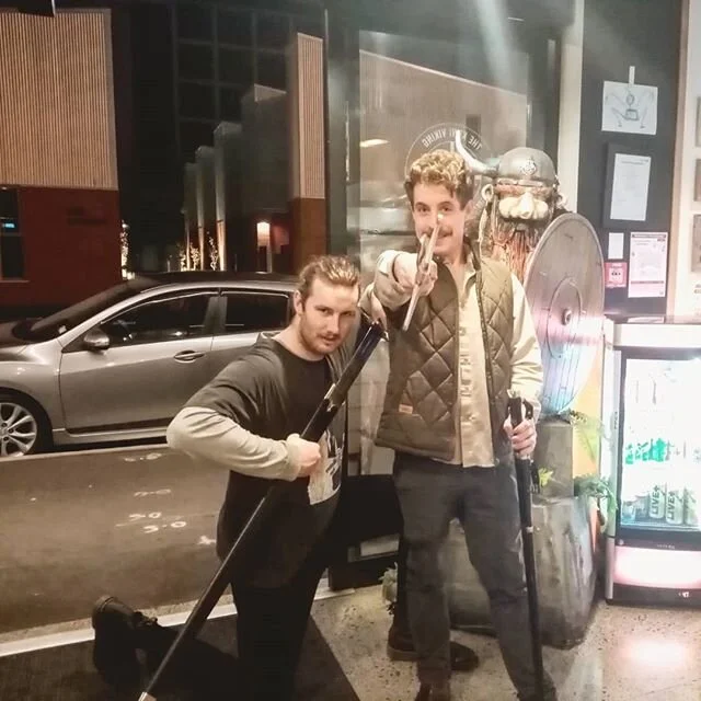 Having fun with the swords