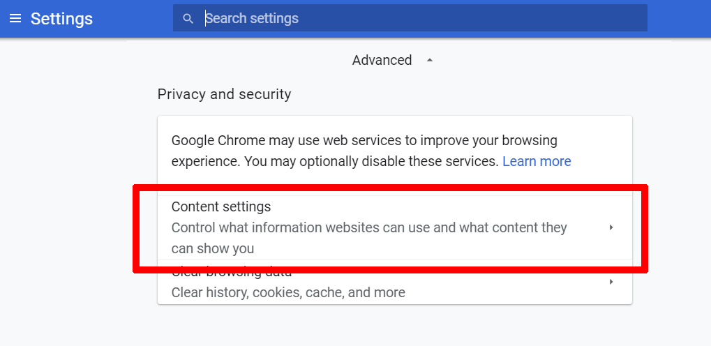 Troubleshooting_No snippets appear in Google Docs_Content settings.png