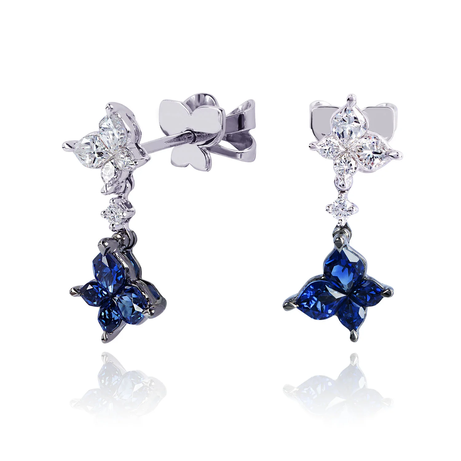 E31-144389 Butterfly Sapphire & Diamond Earrings