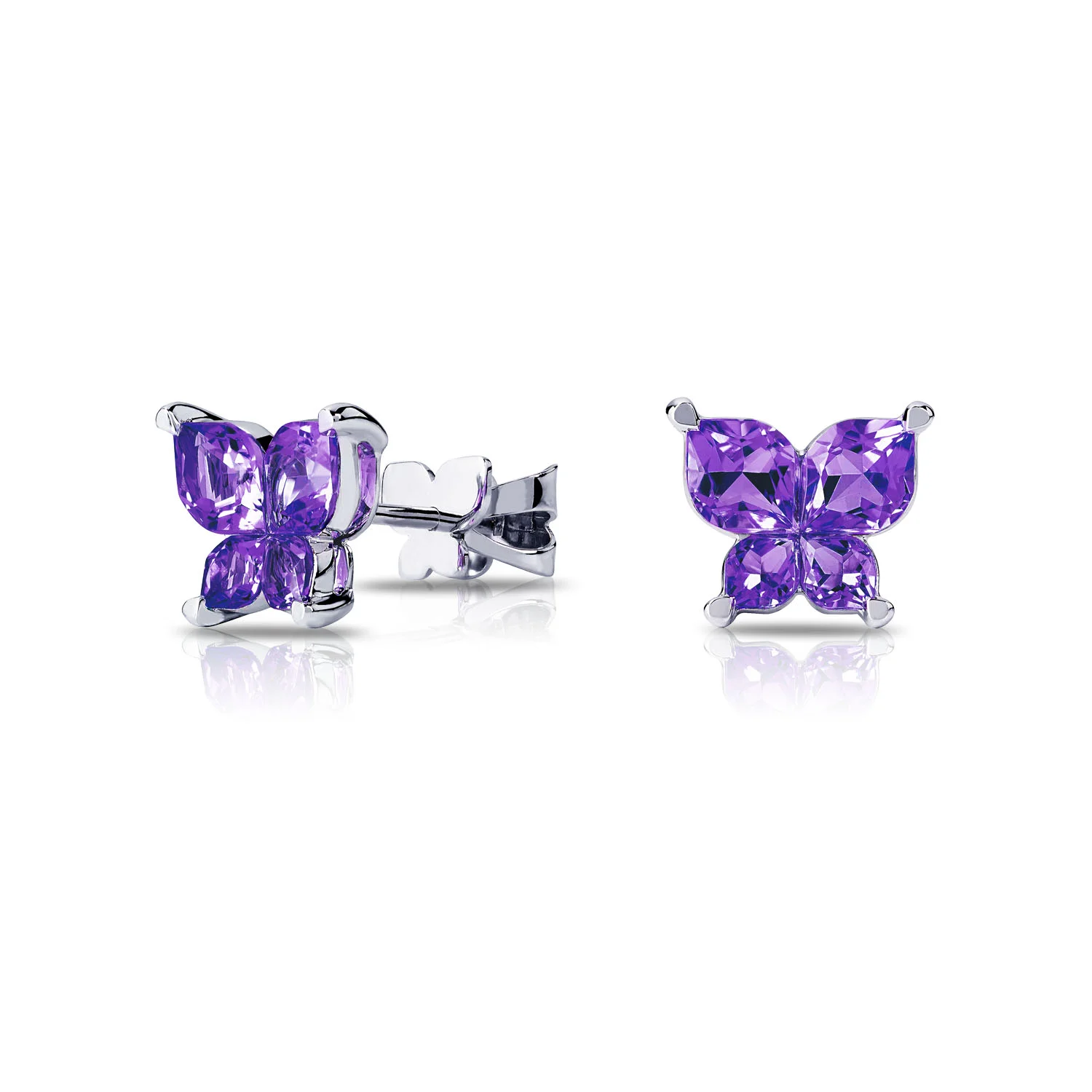 fantastic butterfly stud earrings amethysts