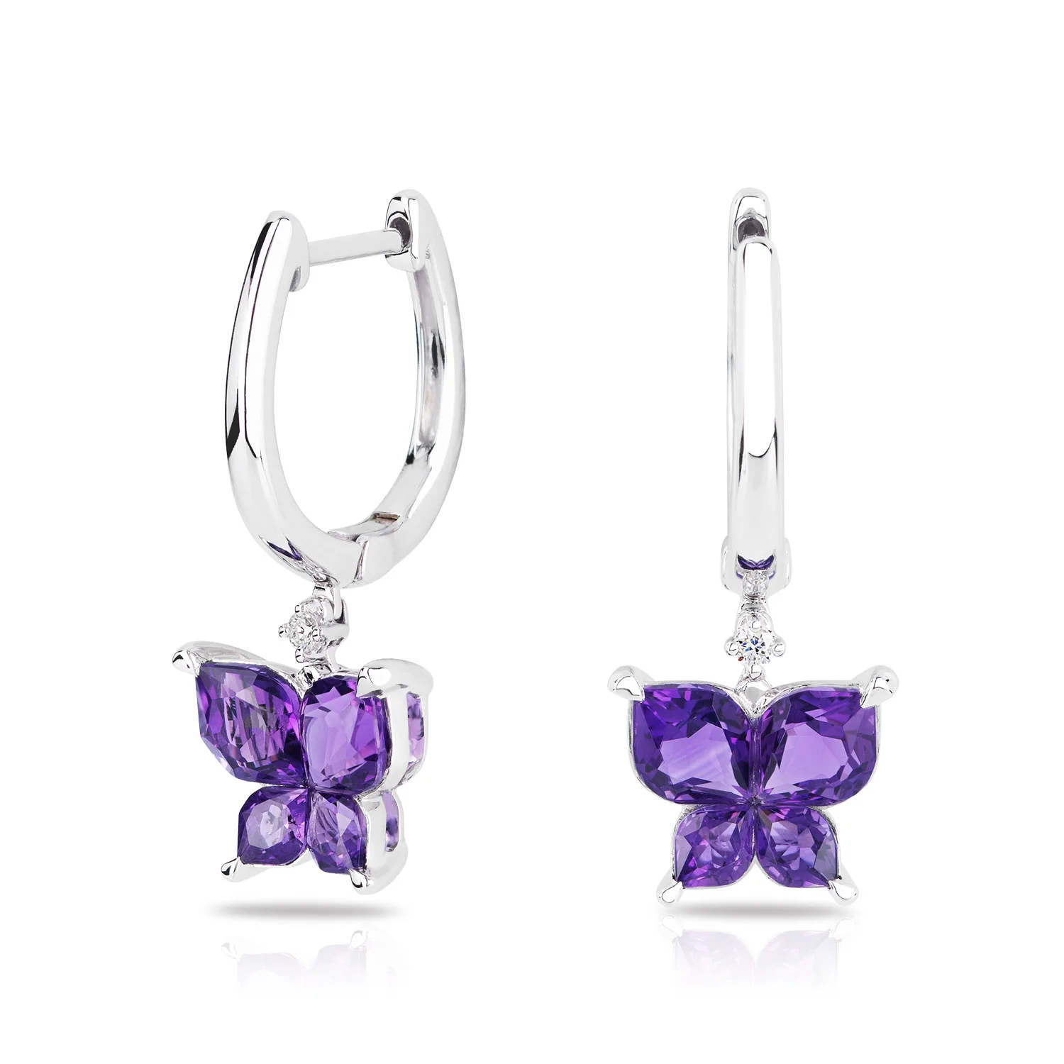 Butterfly Amethysts & Diamond Earrings