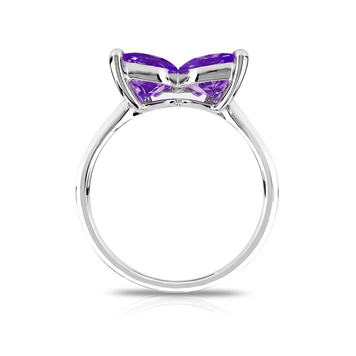 Whtie gold Amethysts butterfly ring