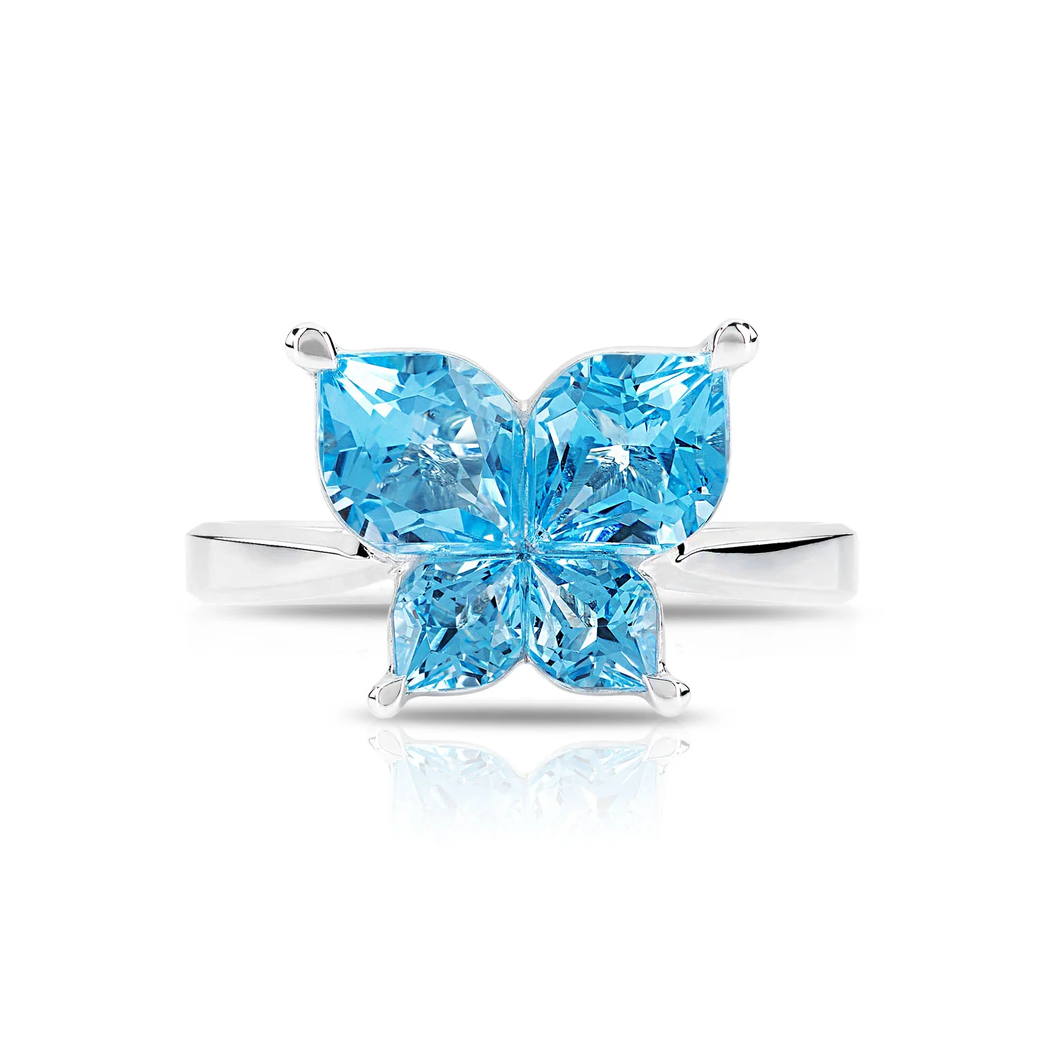 Calla Cut Blue Topaz Butterfly Ring