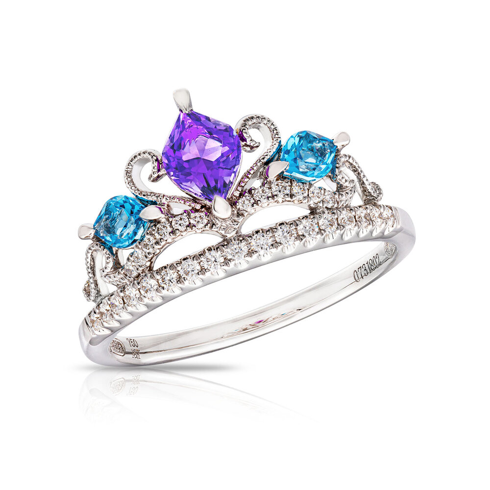 R31-149603 Amethyst  Blue Topaz Crown Ring — Calla