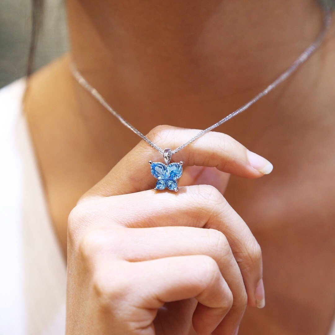 In today's jewelry market, blue topaz is by far the most popular color. Lighten up your day with this lovely ice blue color.

Featured Styles: Calla Butterfly Collection &ndash; 18K White Gold Butterfly Blue Topaz Pendant P31-142781