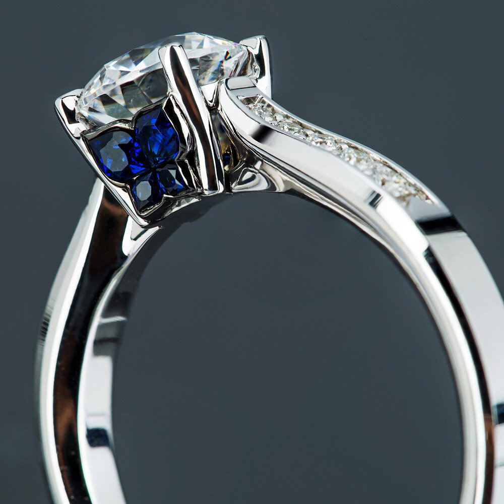 The devil is in the details. The side of a Calla Cut Ring is just as beautiful as its top.

Featured Product: 18K White Gold Butterfly Sapphire &amp; Diamond Ring Mount R31-144653

#callacutjewelry #callamoments #callabutterfly #calla #callacut #fine