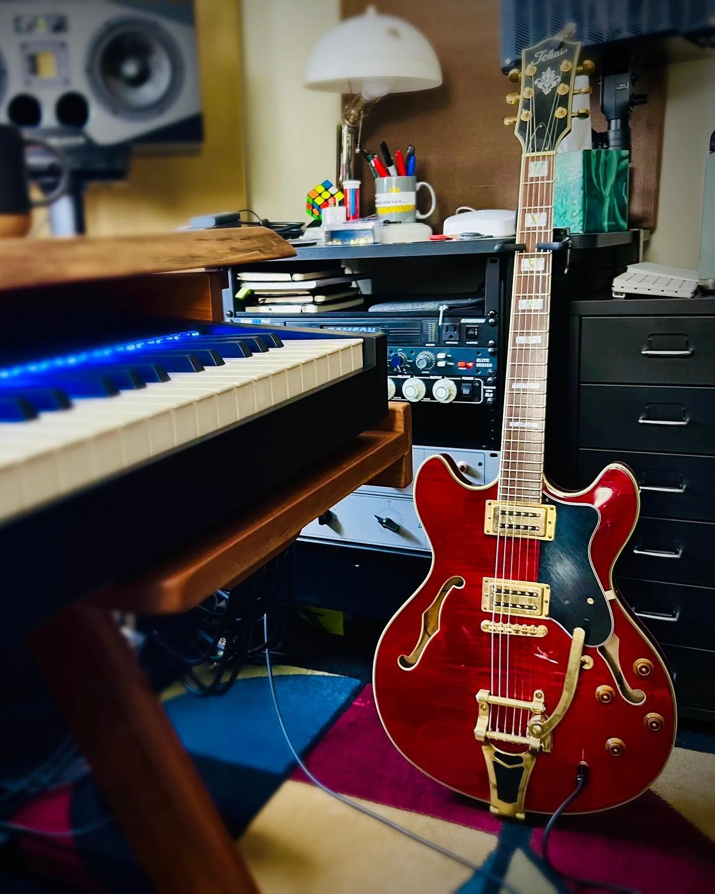 &ldquo;In it&rdquo; on another film score. This one will be done this week. Lots of fun, light-hearted theme and plenty of diagetic music. 

Also, you know there trouble in the air if I have a guitar out. Keep back so no one gets hurt&hellip; 

#film