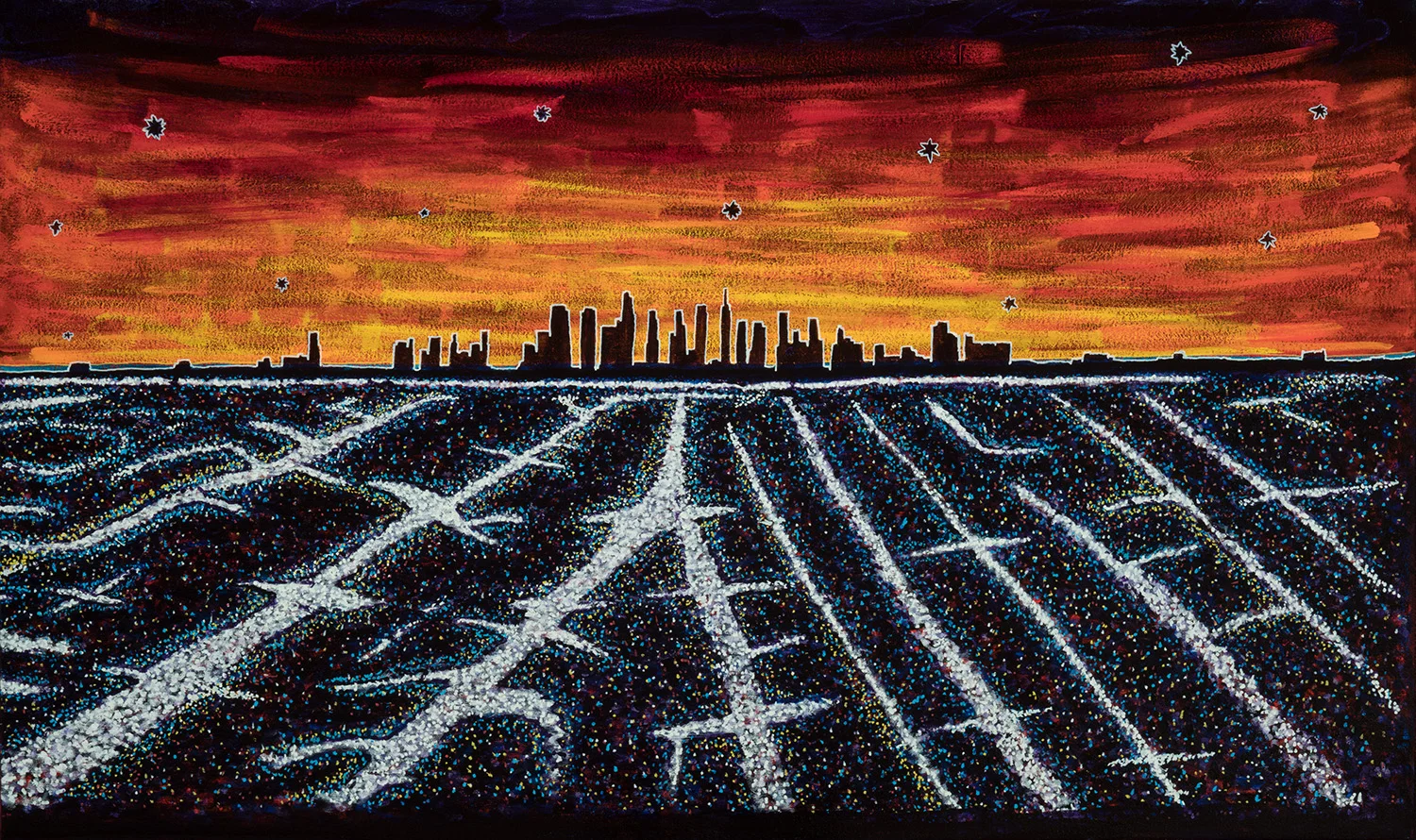 sunset over la, 2018, 40x24