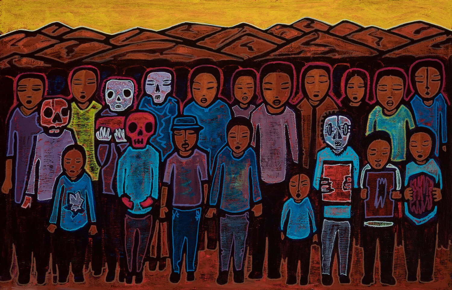 caminando, 2019, mixed media on canvas, 26x16"