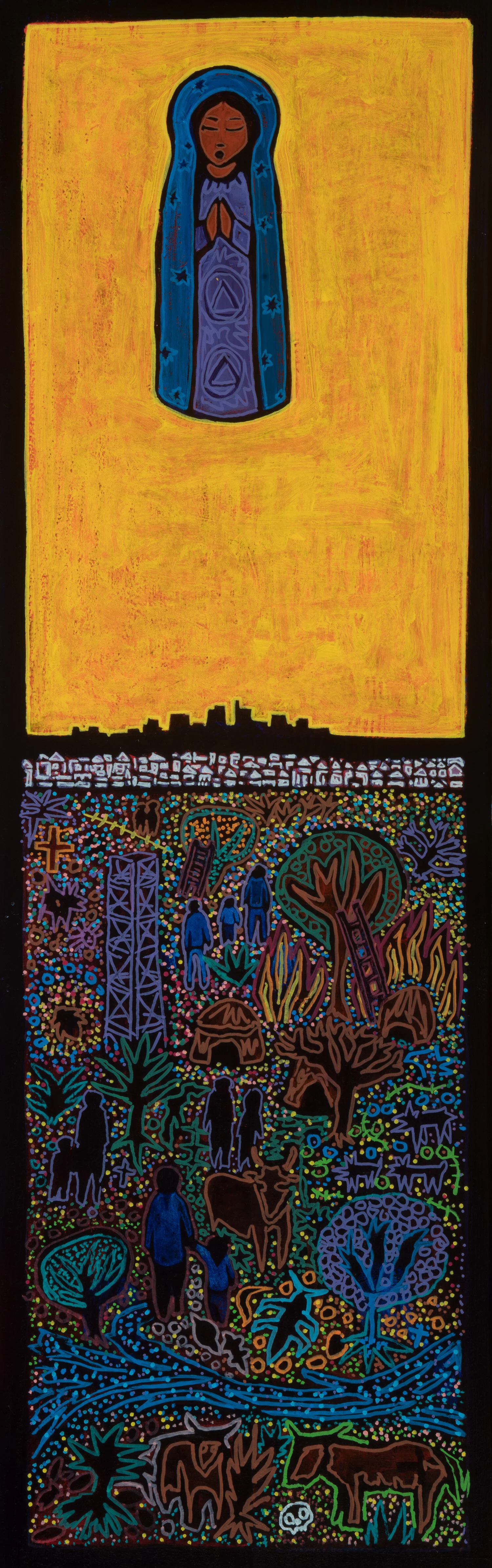 vertical crosssection of la, 2019, mixed media on wood, 11x36