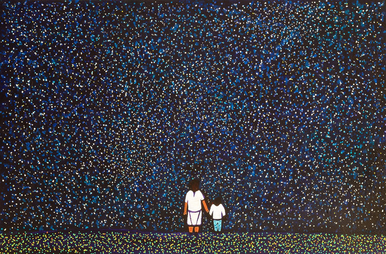 my mom brought me into the universe, 2024, acrylics and enamels on canvas, 30x20"