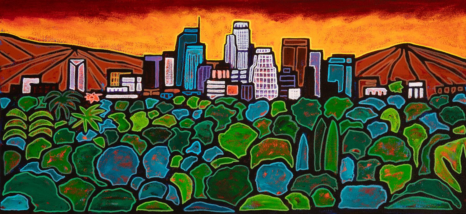 green la, 2024, acrylic and enamels on canvas, 30x14