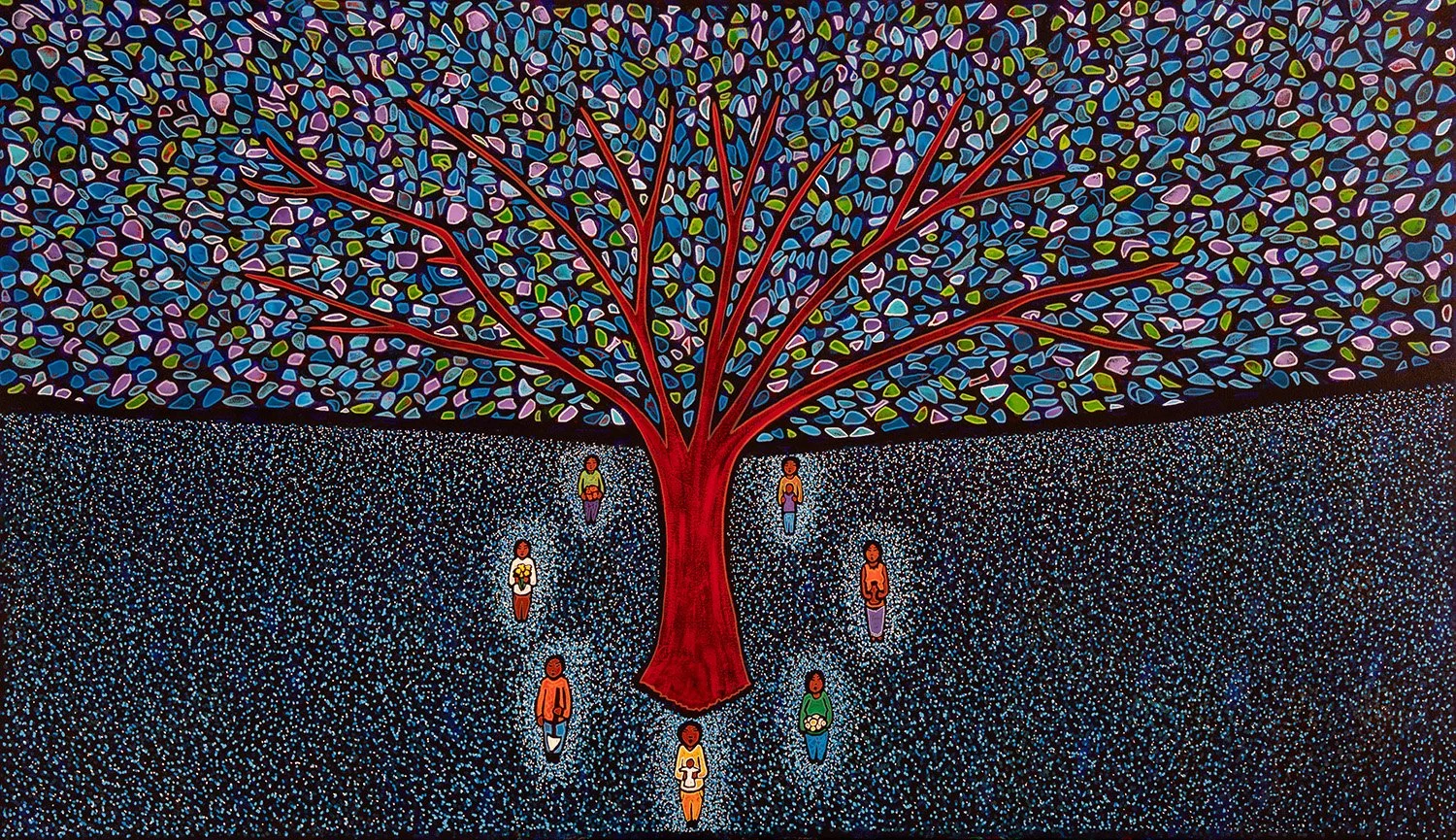 blue tree., 2026, acrylics and enamels on canvas, 72x42%22.jpg