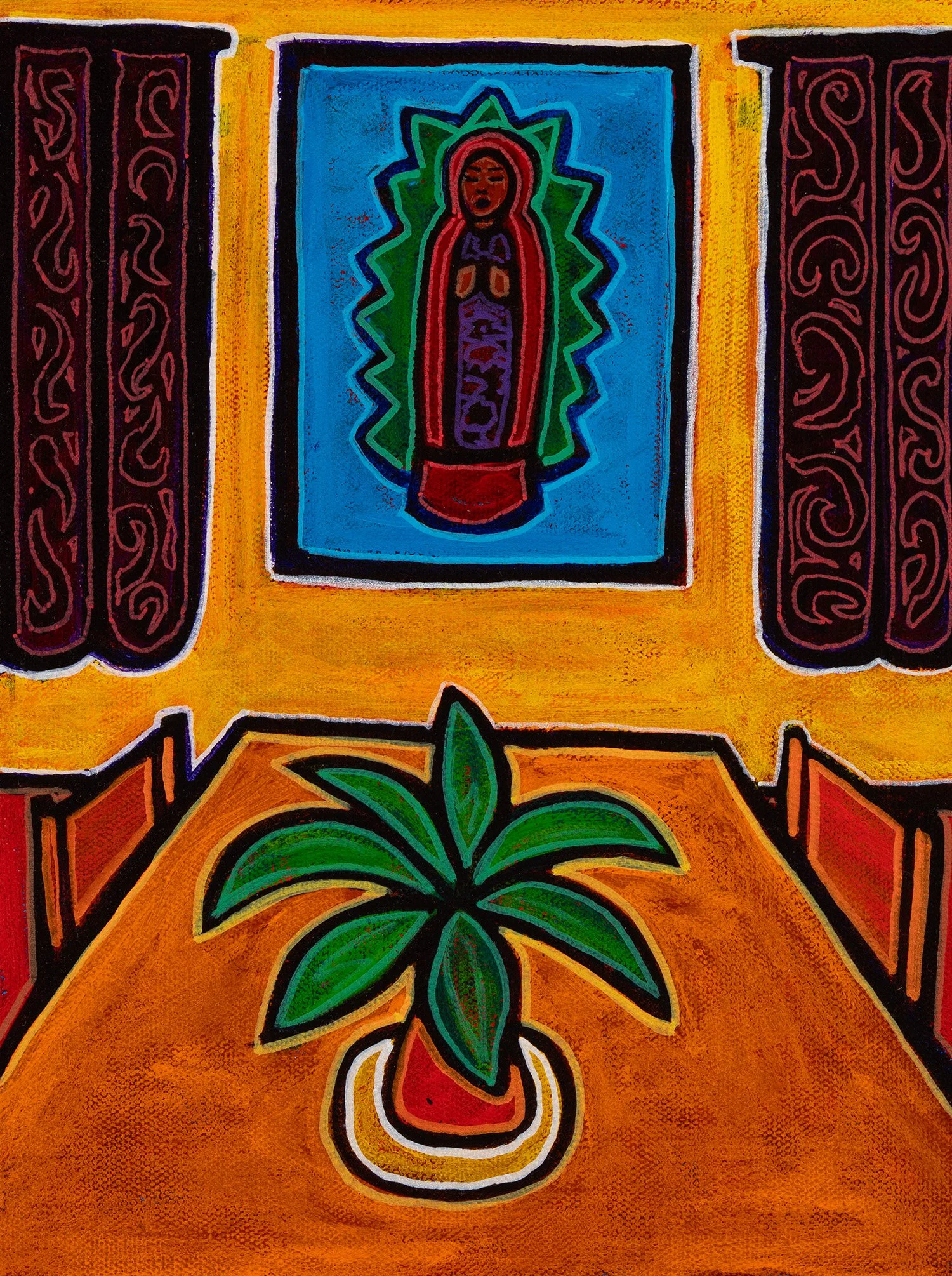 mesa con lupe, 2026, acrylics and enamels on canvas, 9x12%22.jpg