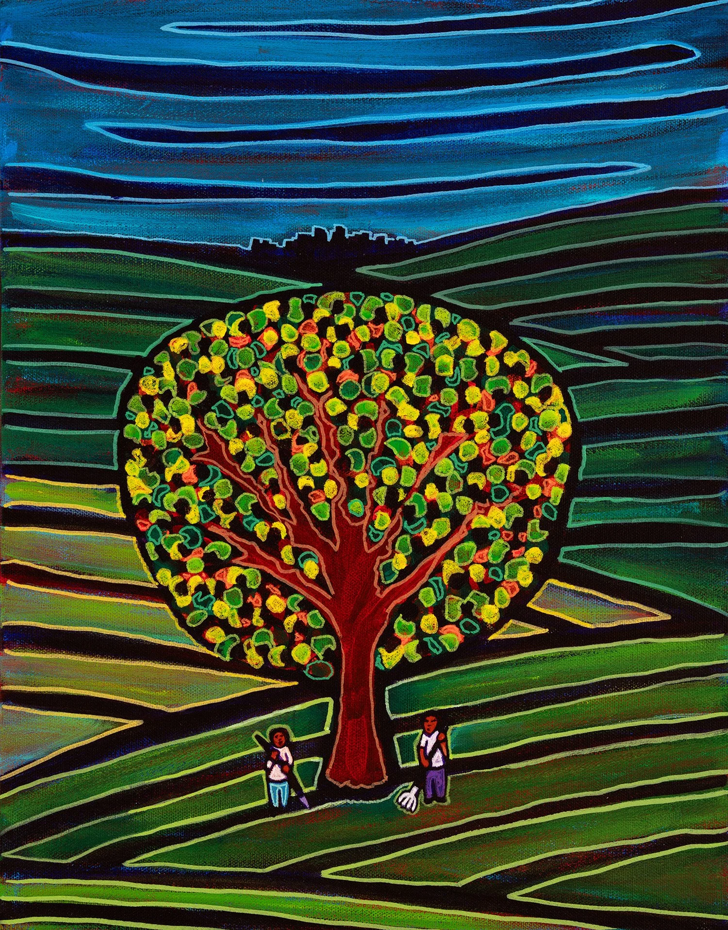 the big tree, 2026, acrylics and enamels on canvas, 14x18%22.jpg