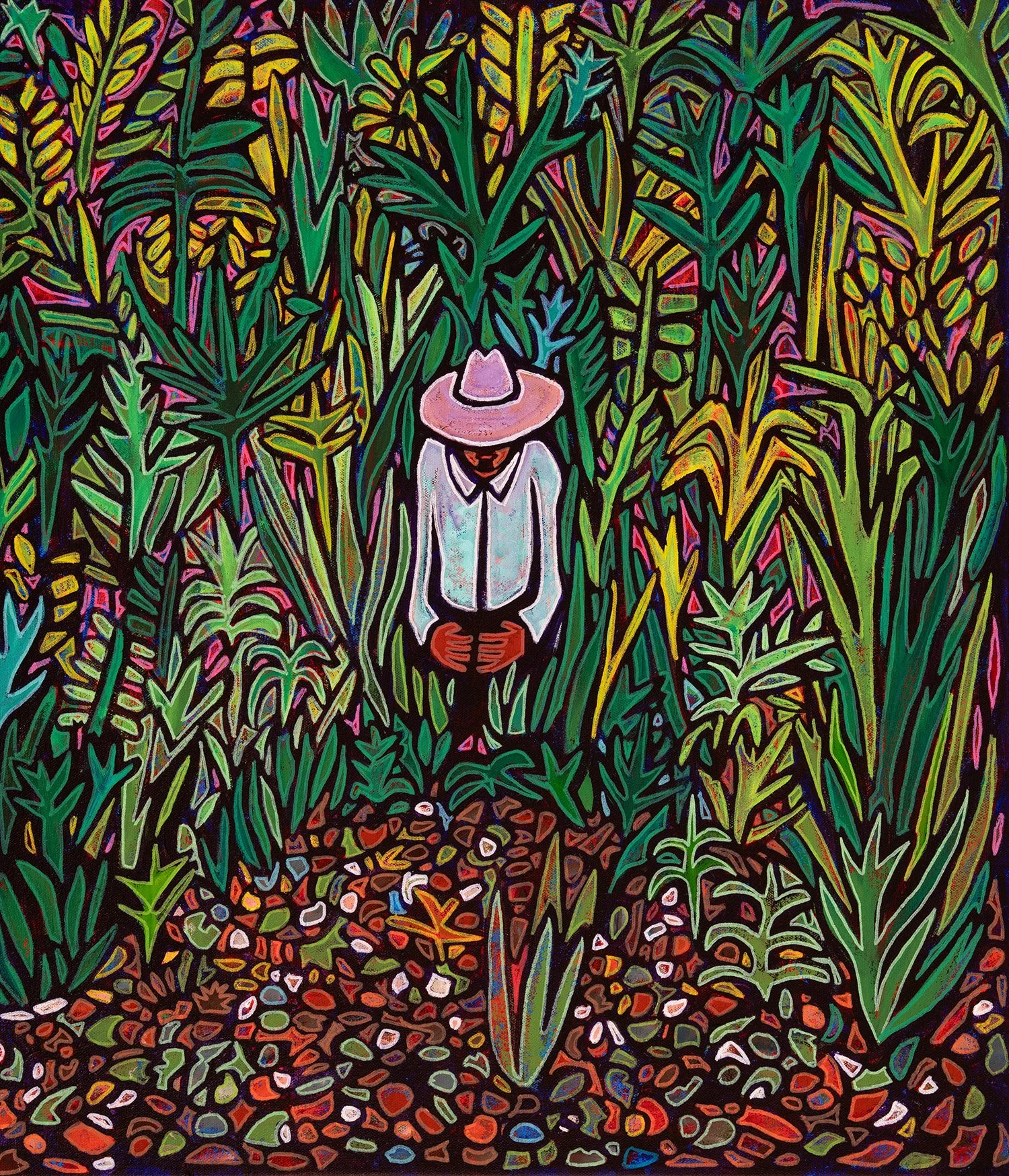 jardinero, 2026, acrylics and enamels on canvas, 21x24%22.jpg