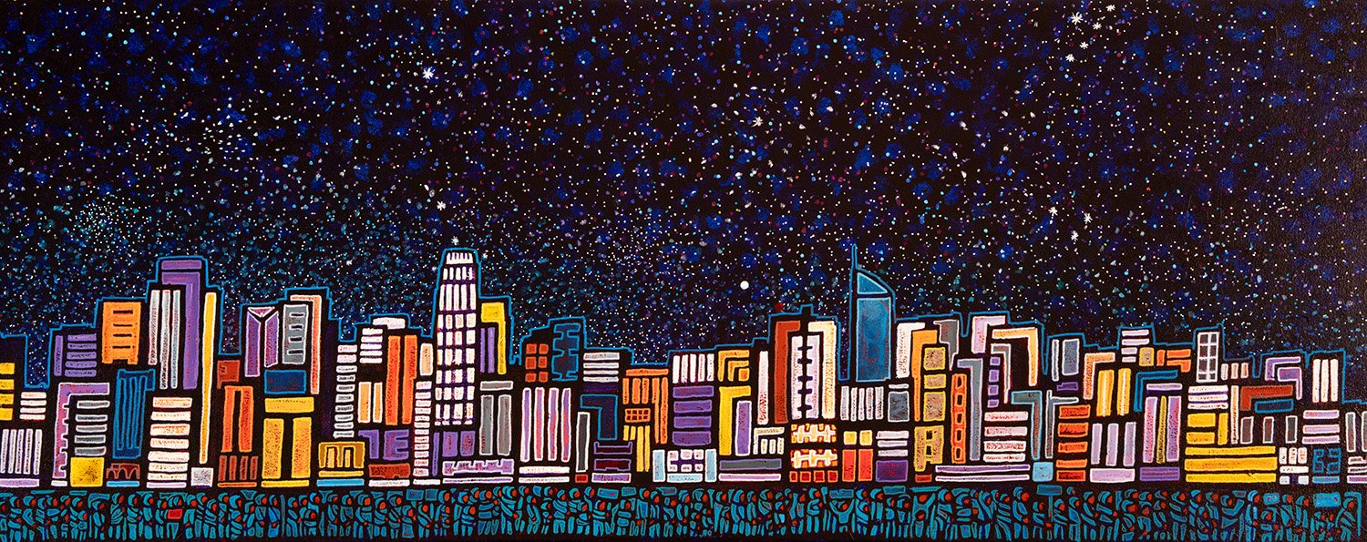 march at night, 2026, acrylics and enamels on canvas, 60x24%22.jpg