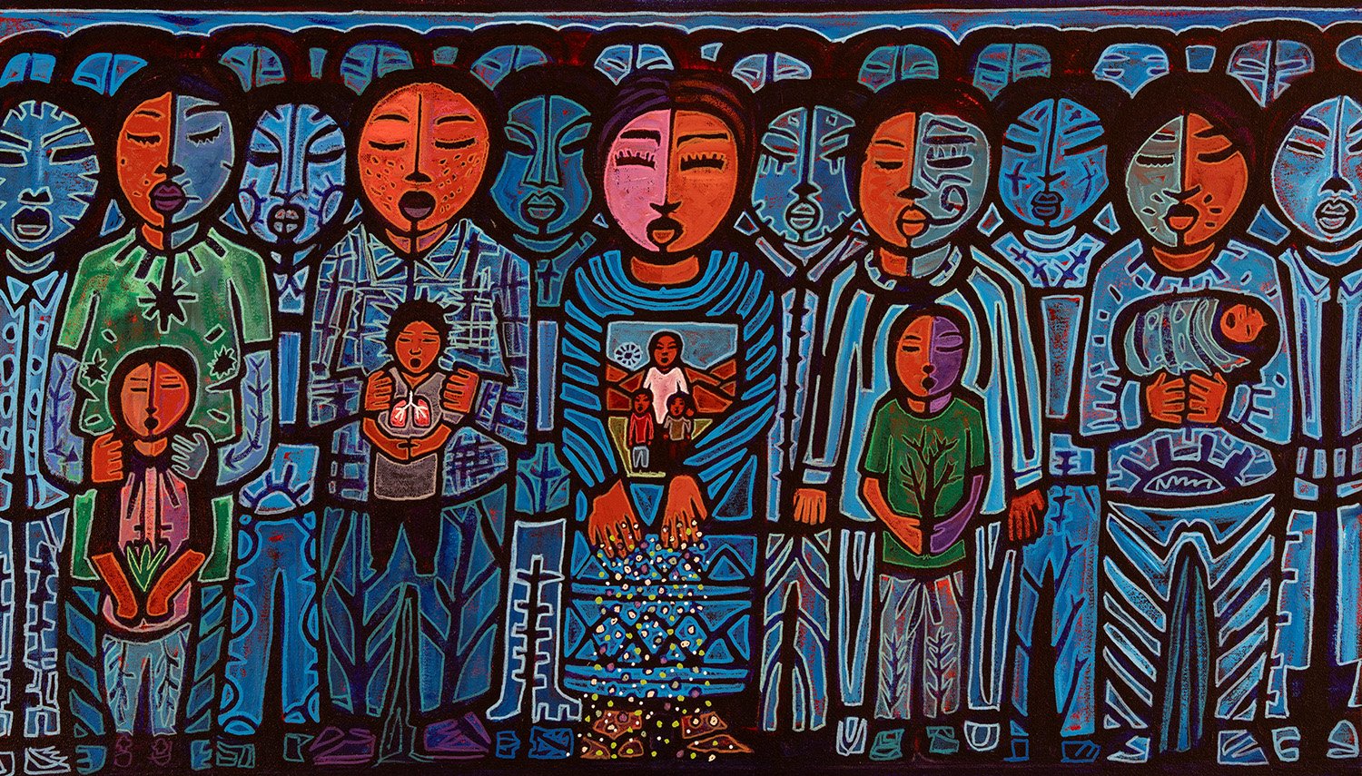 building community, 2026, acrylics and enamels on canvas, 36x21%22.jpg