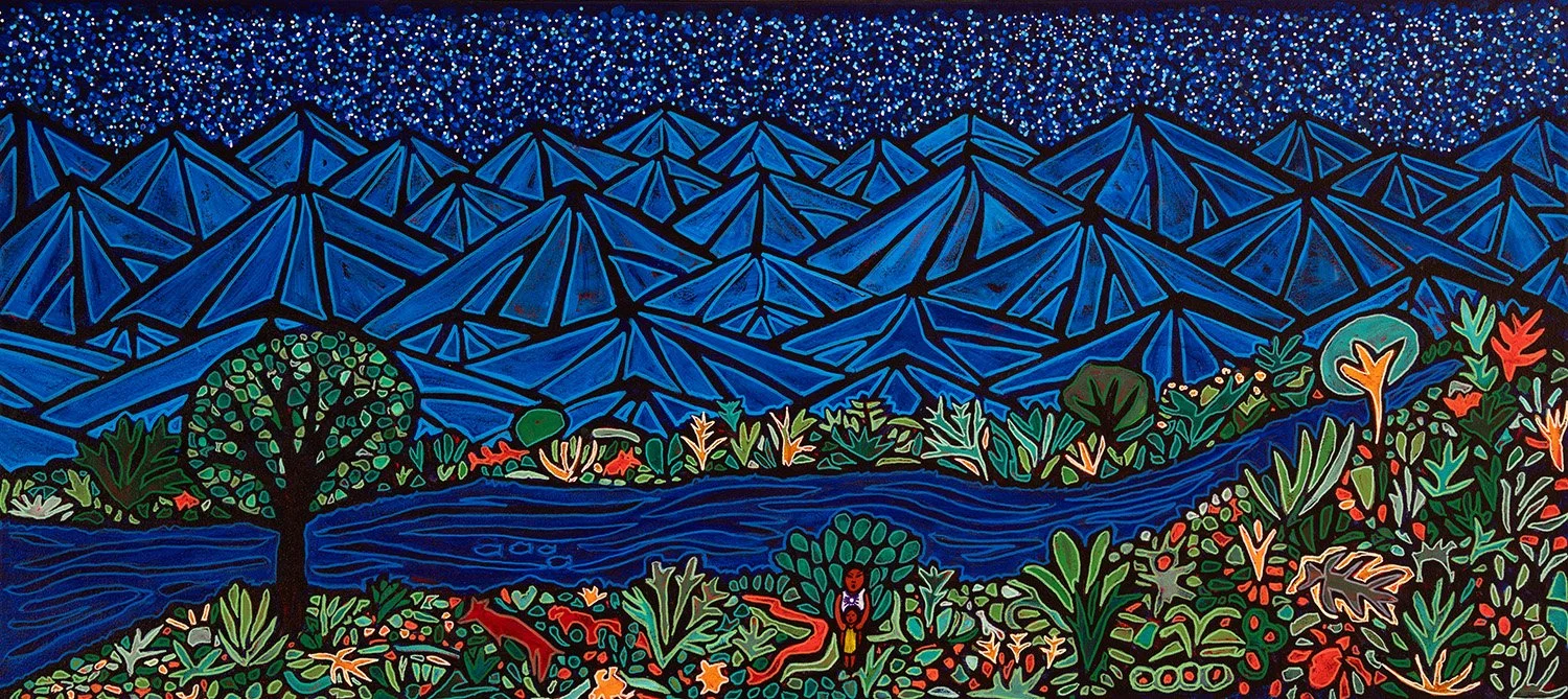 riverwalk, 2026, acrylics and enamels on canvas, 36x21%22.jpg