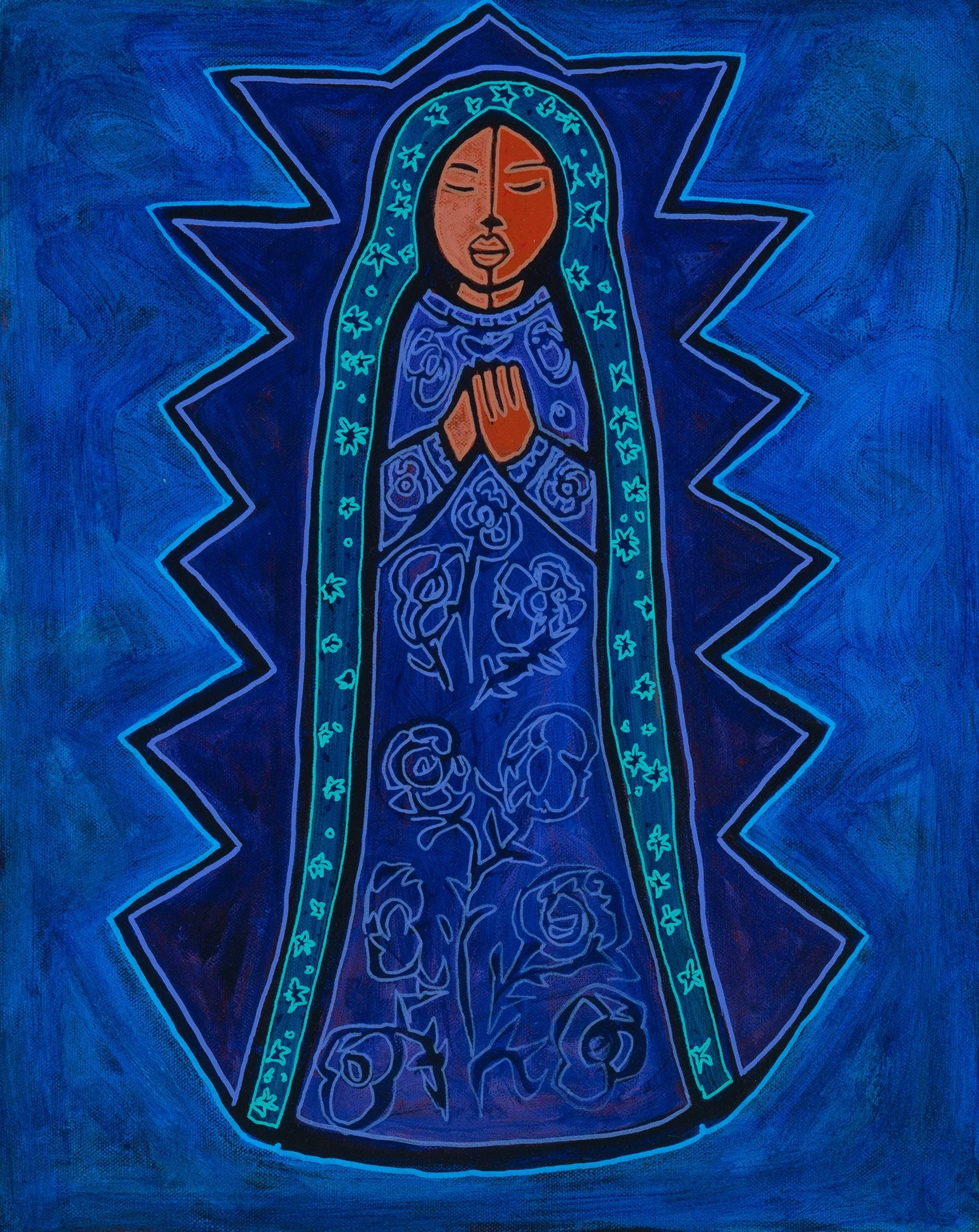 blue lupe, 2024, acrylic and enamels on canvas, 16x20%22.jpg