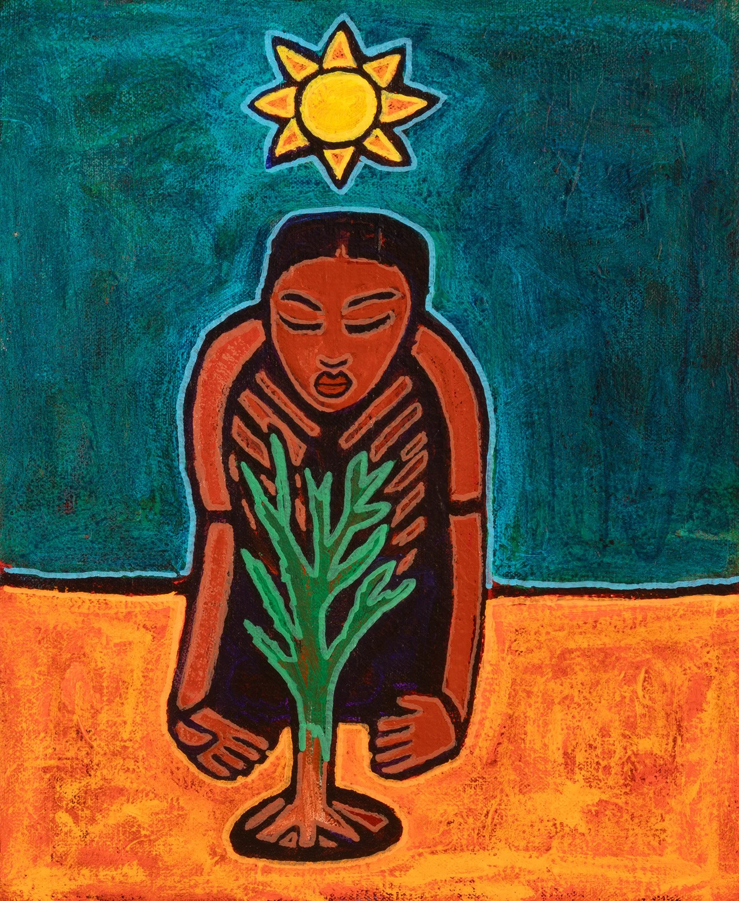 bajo el sol, 2025, acryics and enamels on canvas, 10x12%22.jpg