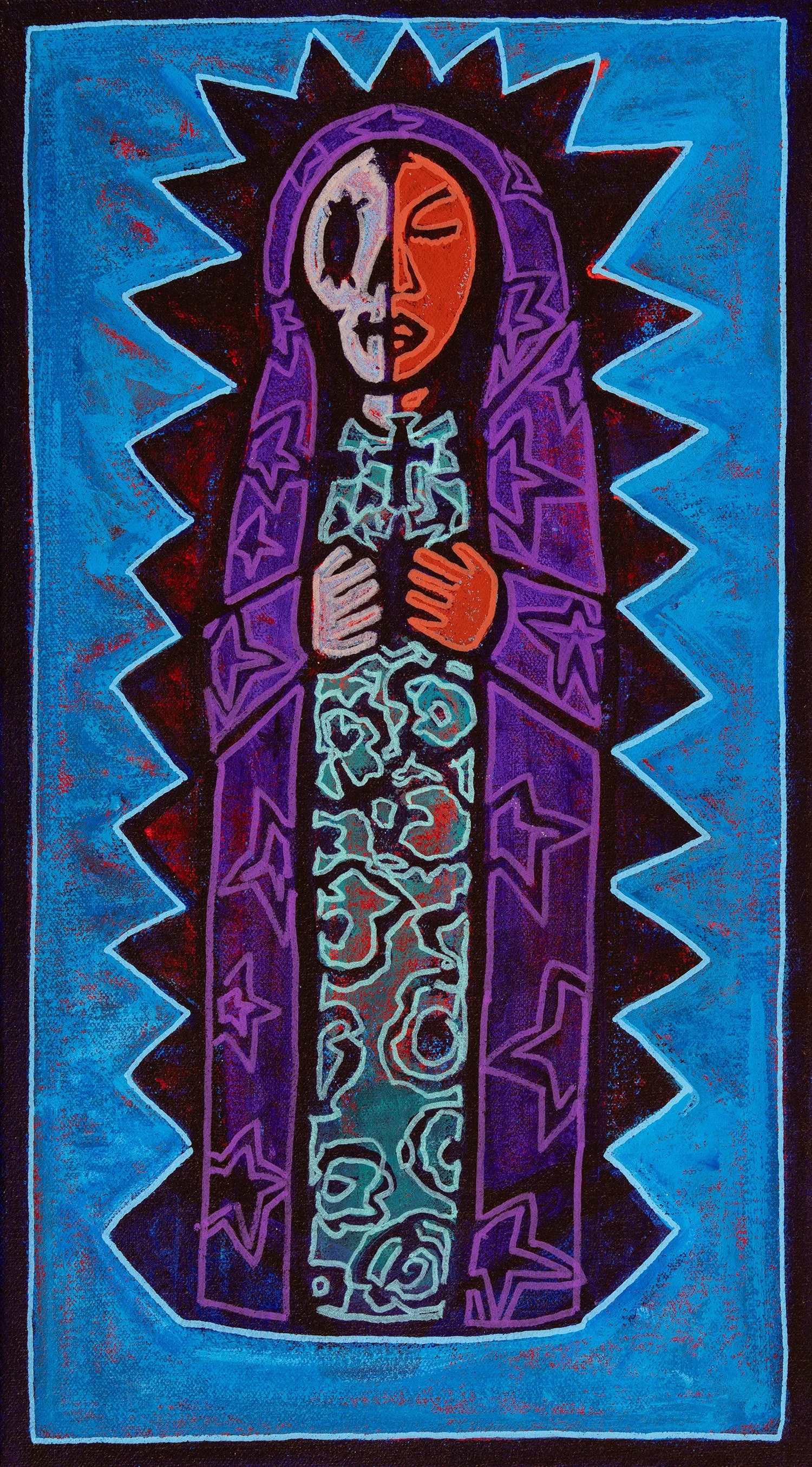 santa lupe, 2026, acrylics and enamels on canvas, 10x18".jpg