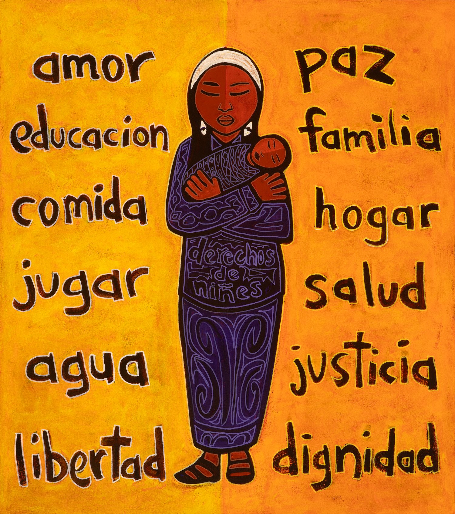 derechos de niñes, 2025, acrylics and enamels on canvas, 34x38%22.jpg
