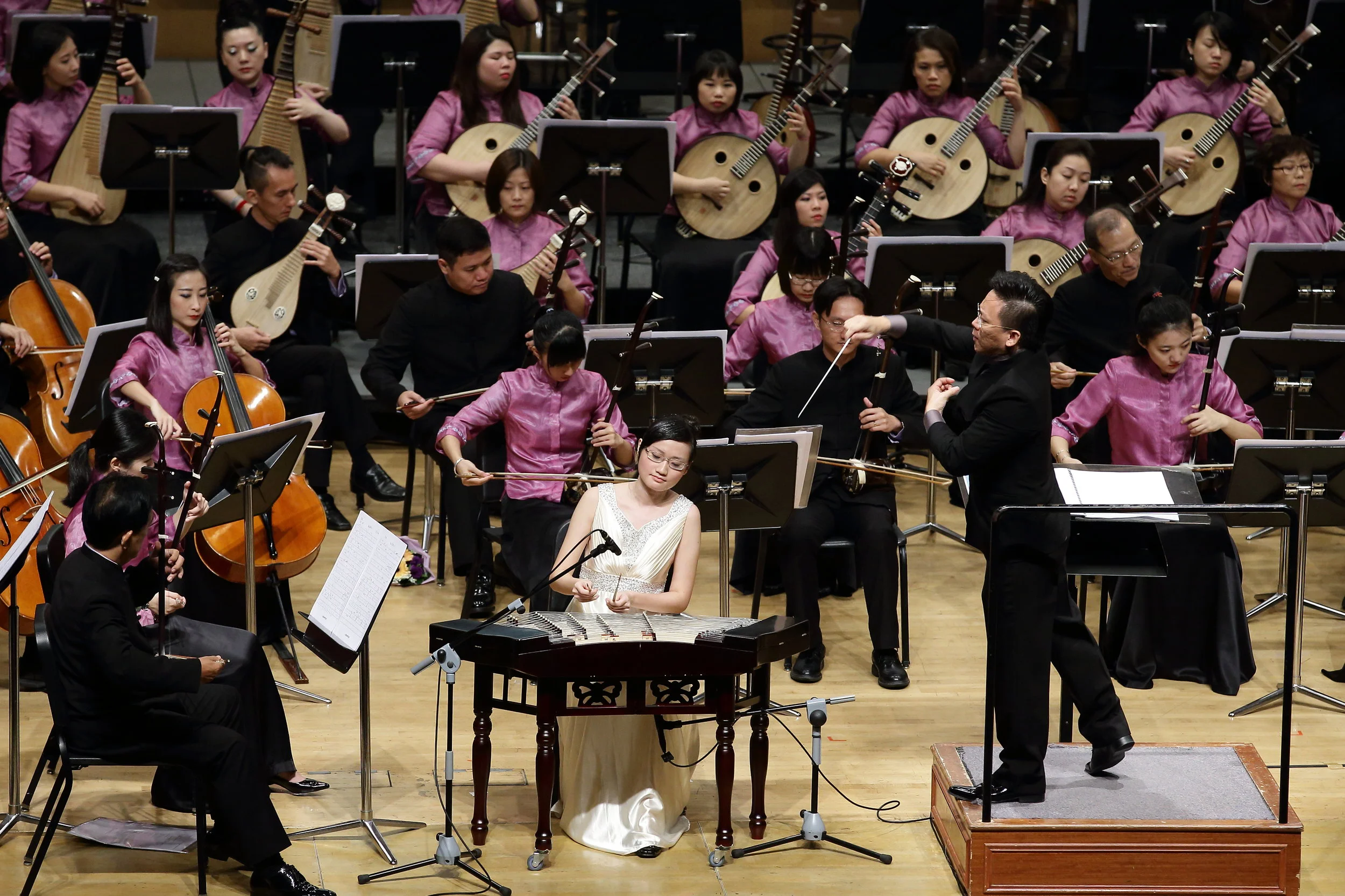 With the Singapore Chinese Orchestra and conductor Mr Quek Ling Kiong, 2014 Photo courtesy of SCO