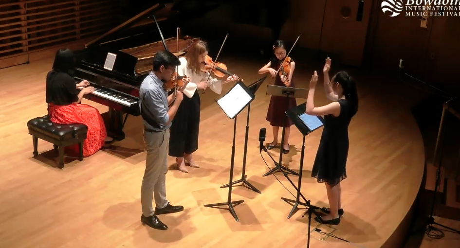 Conducting my piece, 3V1P Partay at the Bowdoin International Music Festival