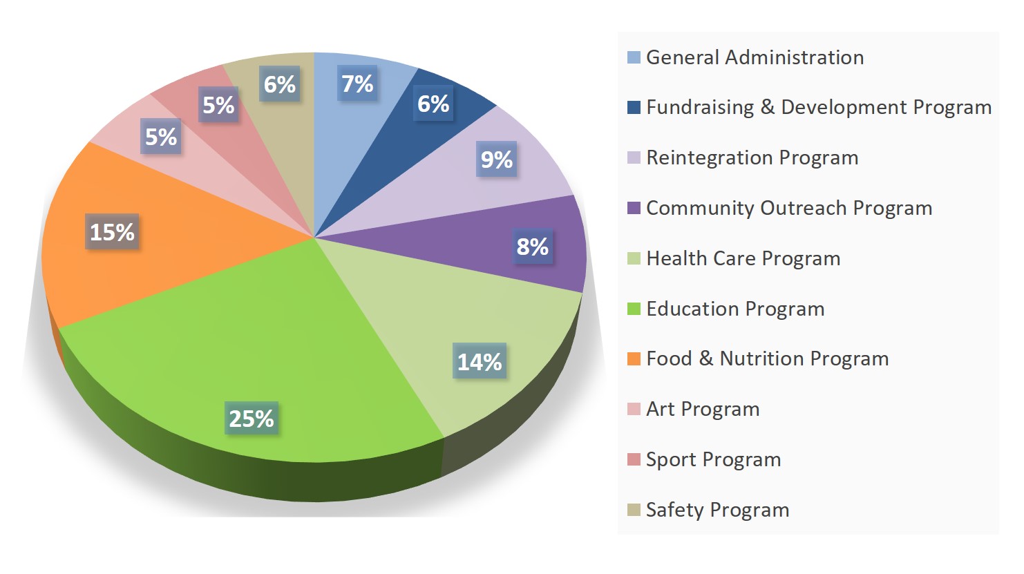Aziza's Place actual spent budget allocation in 2017