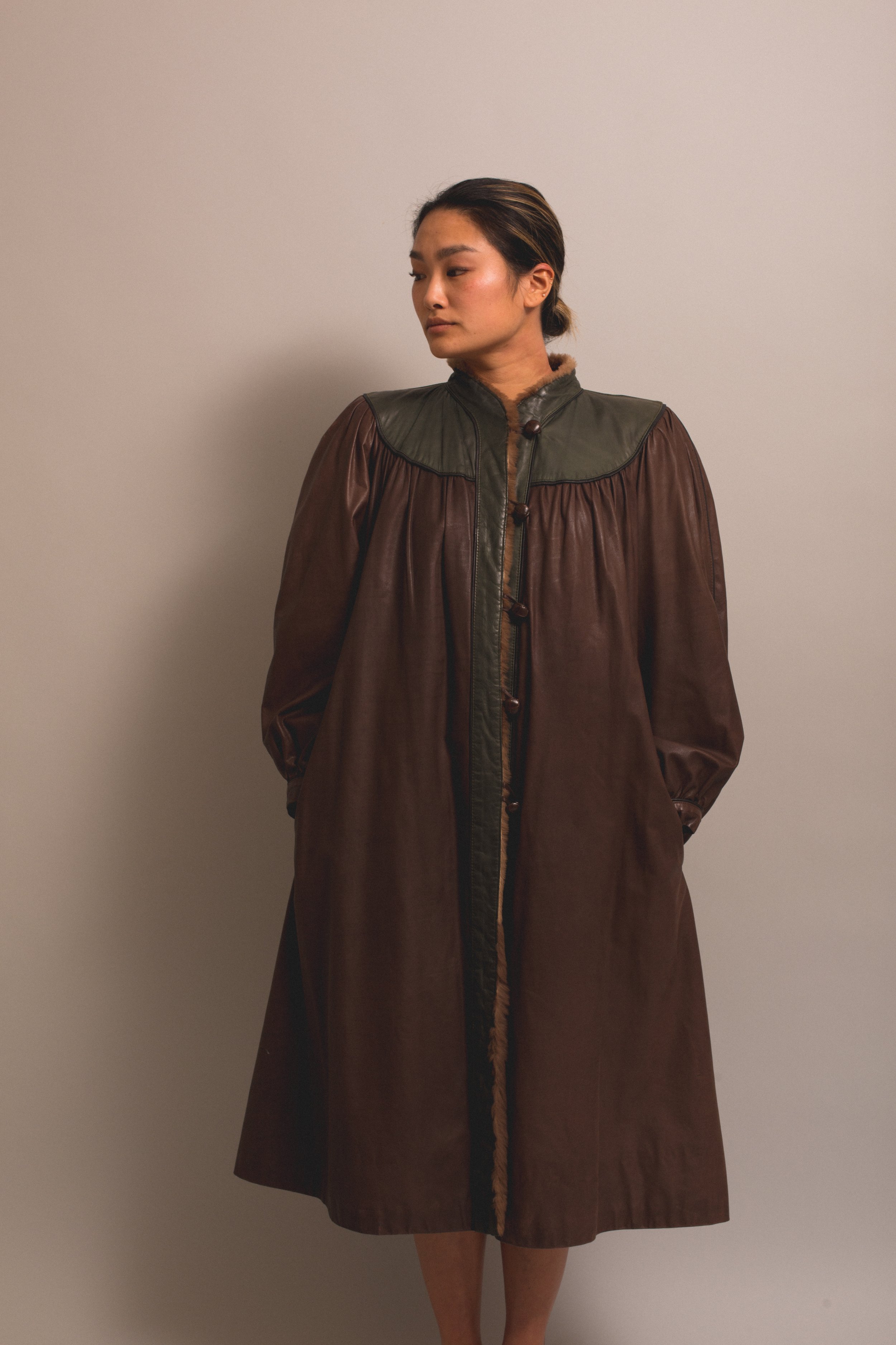 YSL Leather/Fur Trench Coat