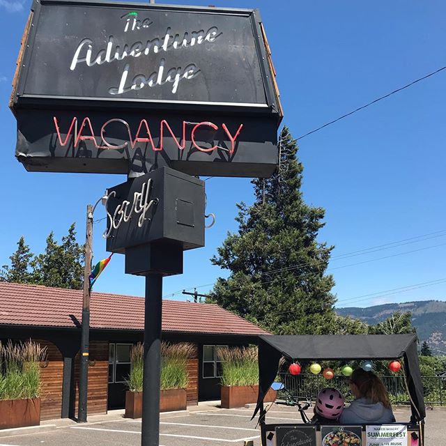 Life can be full of adventure in the Columbia River Gorge. Why not choose to post up at a spot that reflects those possibilities? The Adventure Lodge is a modern incarnation of the classic roadside motel, with extraordinary views of the river and Mt. Adams beyond. It’s at the central crossroads connecting downtown to The Heights to the western commercial district. Don’t miss Kickstand, Dirty Finger, and Egg River, all within steps. The lodge proprietor, Andres, reflects the spirit of our place: kind, positive, engaging, and active. I’m stoked to have formed a partnership with him! We’re here to help make your visit to Hood River a memorable one. @theadventurelodge @kickstandcoffeekitchen @dirtyfingersbikes .
.
.
.
.
#hoodriver #hoodriveroregon #columbiariver #columbiarivergorge #traveloregon #pedicab #pedicablife #pedicabs #pedicabdriver #hoodrivertaxi #pedicab4life #pedicabvibes #pedicabride #greenliving #ssupportlocalbusiness #gorgeowned #uberalternative #localbusiness #peditaxi #peddleassit #solarpower #visithoodriver #hoodgorge #pnwlife #pnwonderland #columbiagorgous #mthoodterritory #pnwdiscovered #pnwonderland #columbiagorgous #mthoodterritory #pnwdiscovered