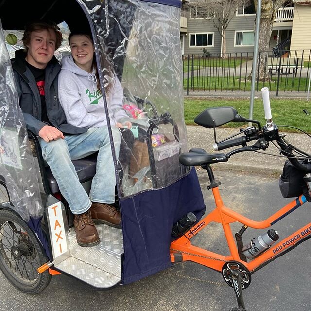 The pedicab has reemerged from its winter slumber!  The first ride of the year was with a regular, Brandon, and his consort, heading home from a Walmart shopping spree to the upper Heights.  Guess I&rsquo;m not too out of shape&mdash;taking Hospital 