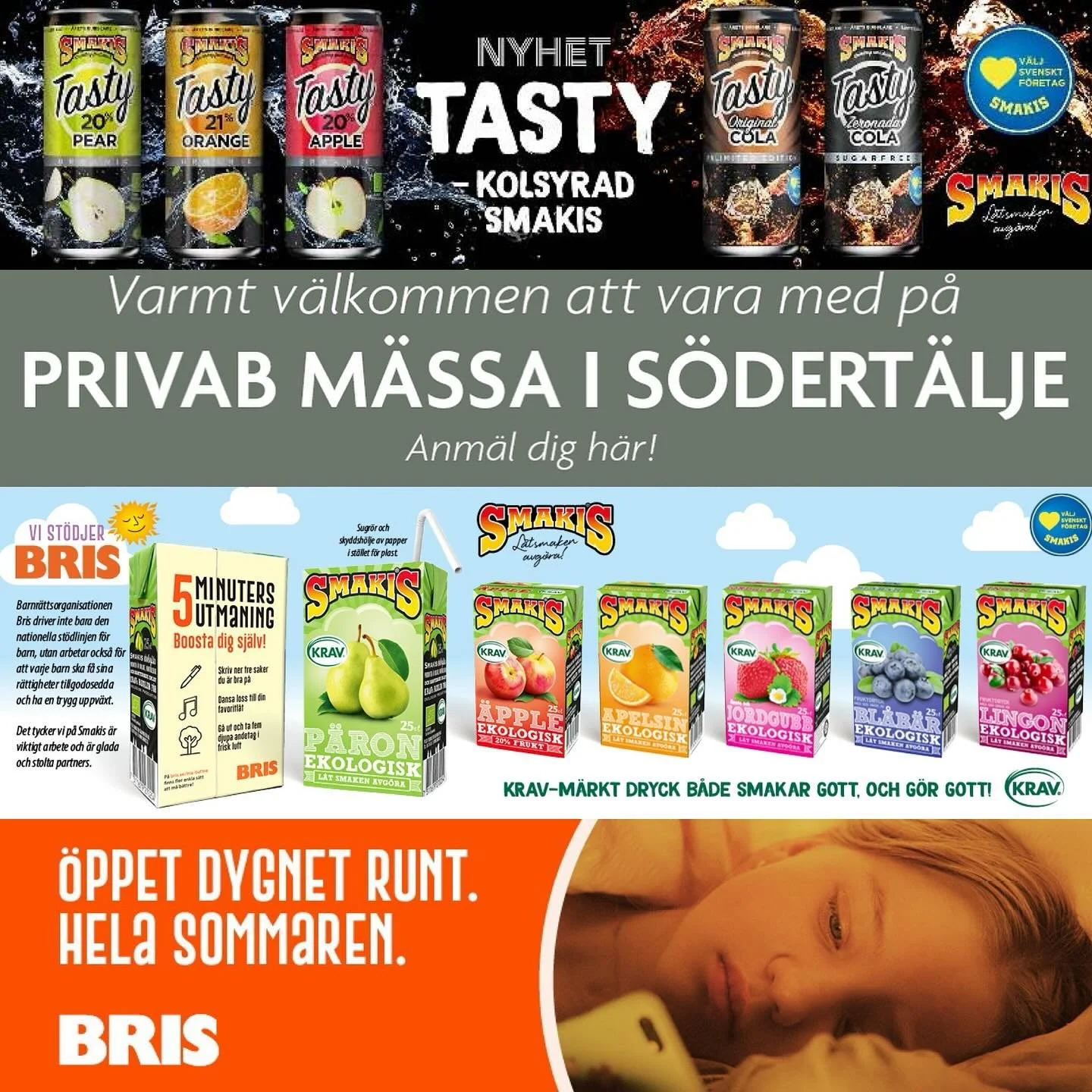 🚀 På torsdag 25 september kl. 13.00–17.00 är det dags för Privabs stora mässa i Scaniarinken Södertälje – och vi är självklart på plats!
👉 Hos oss hittar du t.ex.:
 ✅ Smakis KRAV 25 cl tet