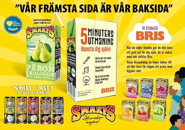 På SMAKIS har vi alltid haft en enkel idé: våra produkter ska vara bra för både människor och miljö 🧃 😀 
Därför är alla våra klassiker ekologiska och KRAV-märkta – och dä