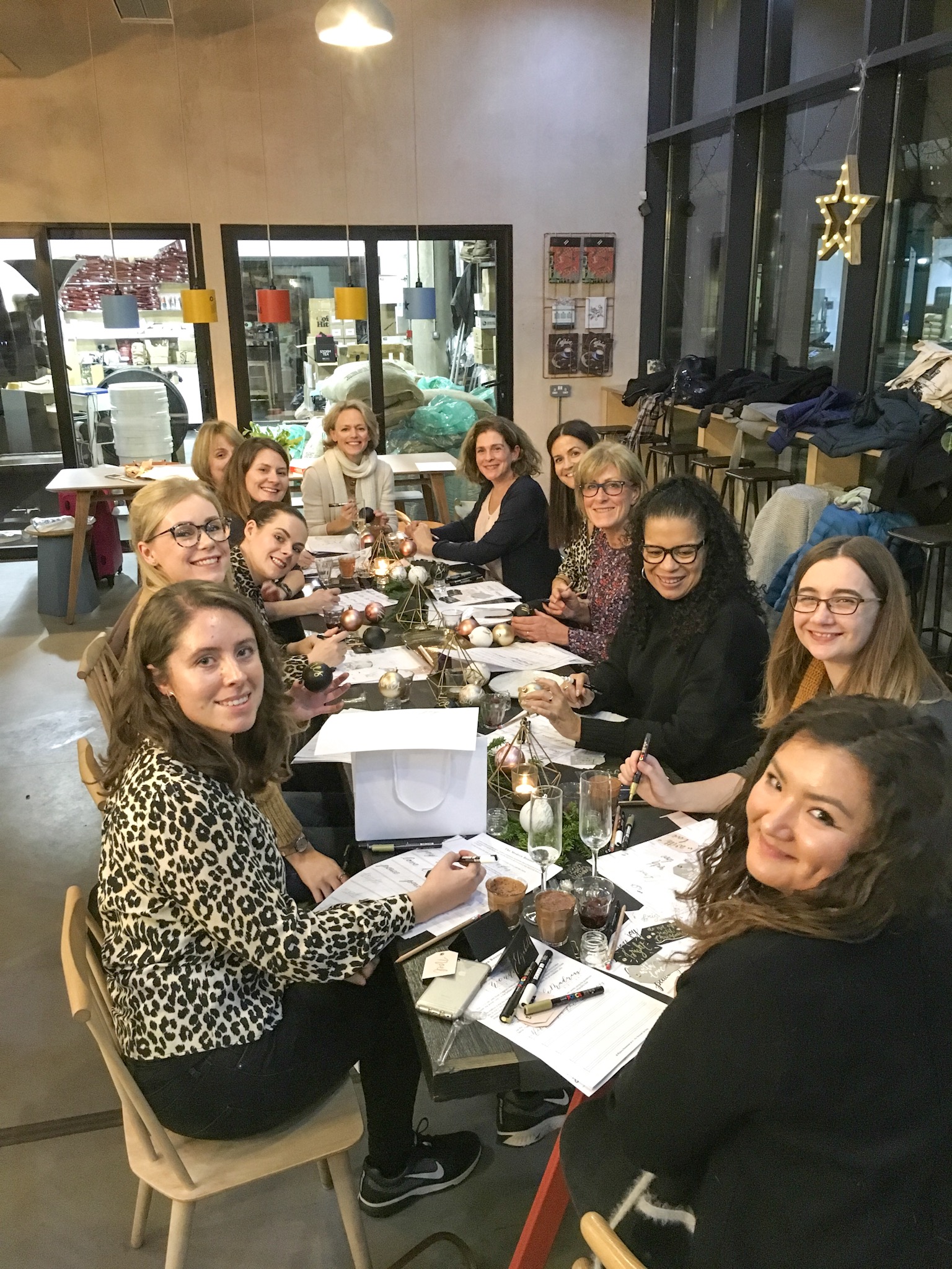 Lovely bunch of women learning hand lettering in Leeds