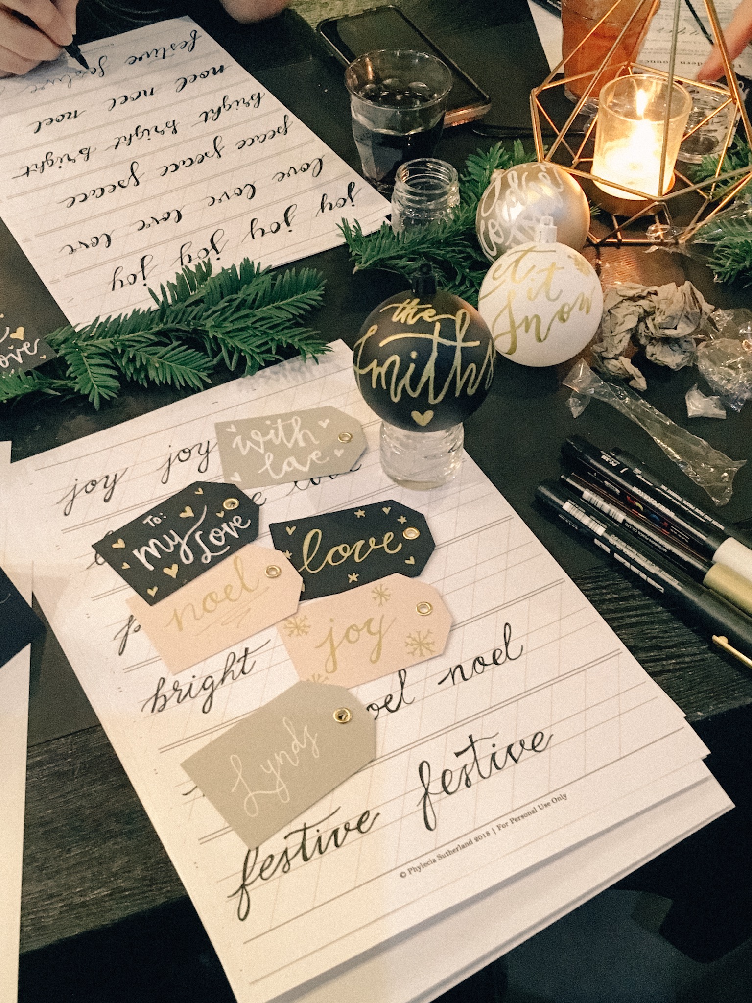 Hand lettering Christmas gift tags
