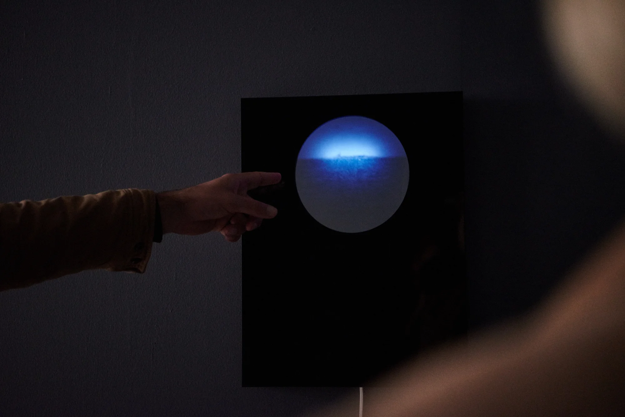 Installation view, Perth Centre for Photography, July 2017 In the Phantom Island series, a collection of animated lightboxes aim to draw parallels between the idea of the self and the notion of a phantom island – an island that has been mapped but subsequently proven to not exist.