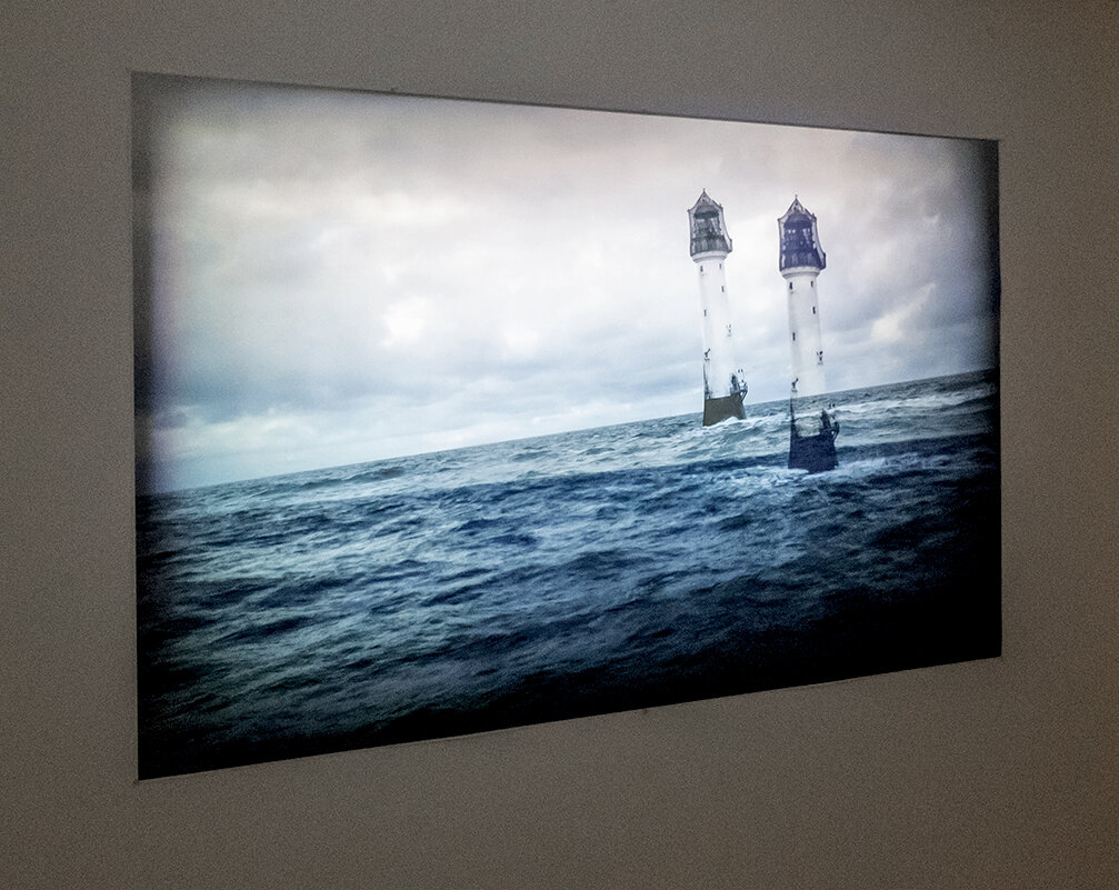 Bell Rock 2019 Inkjet print on paper, 205cm x 150cm and single channel video projection. Installation view at PhotoAccess gallery Canberra, July 2019 Installation photograph - Kate Matthews