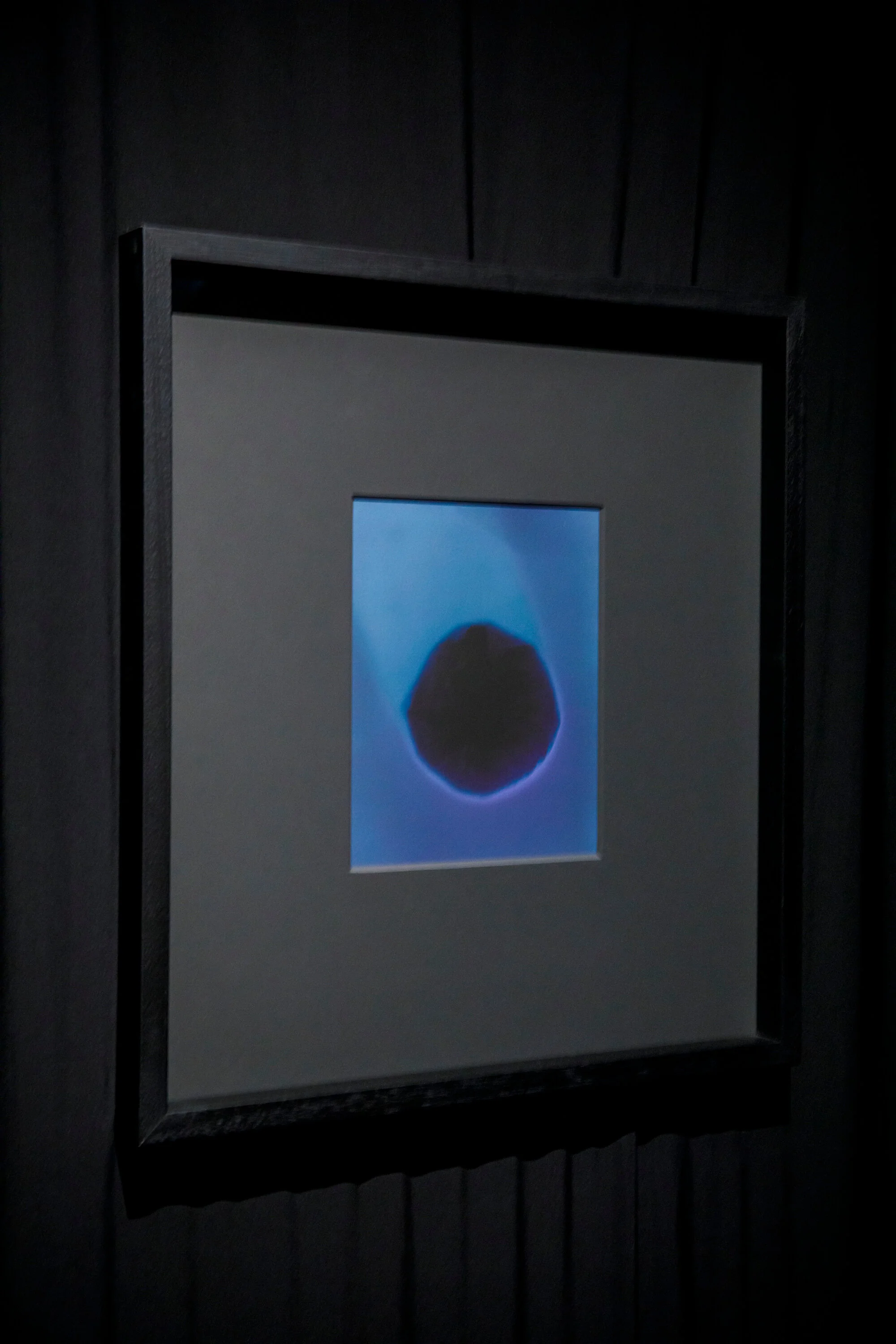 Dark Star #1    Archival pigment print from solar photogram paper negative.  Image 20 x 22cm, framed 54 x 58cm