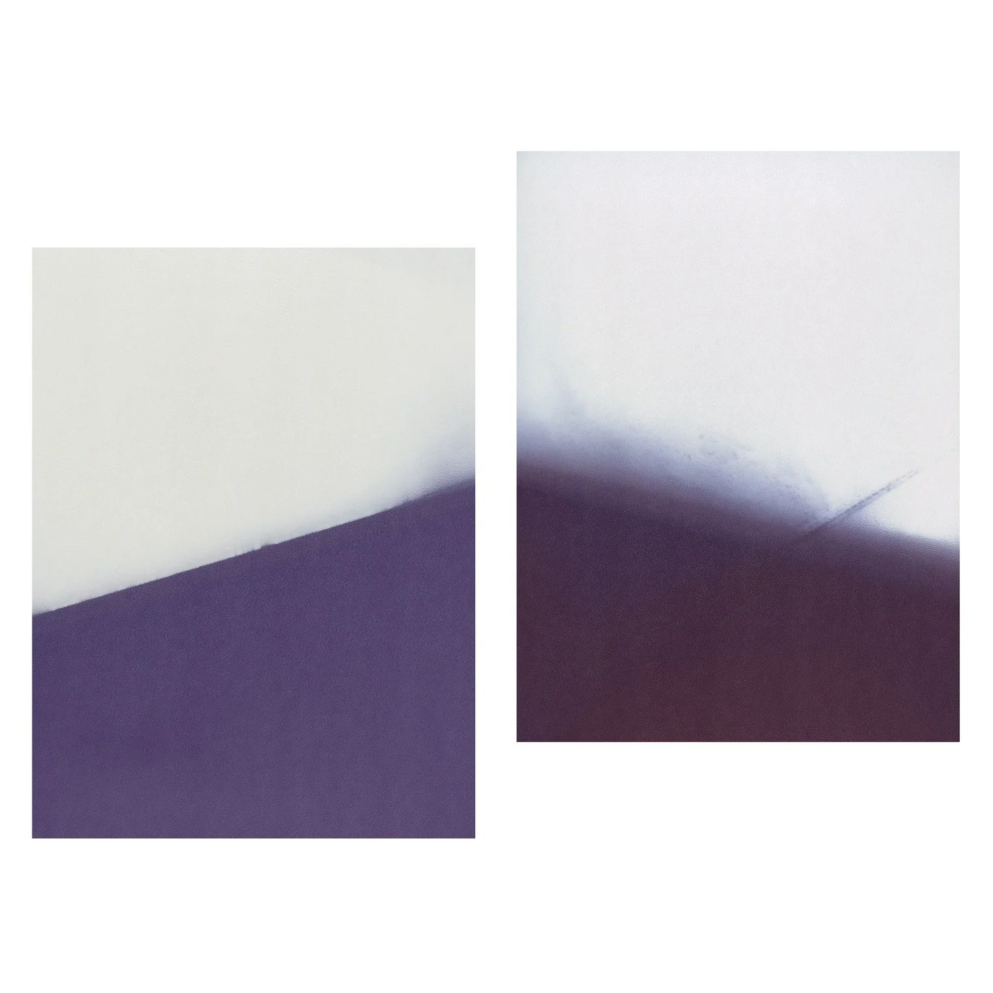 '3 hours // 3 weeks (May 2025)' is a diptych of cameraless photographic works that record the actions of light on light sensitive surfaces across time. Rejecting the swift 'point and shoot' methodology, these works instead gather light over extended 