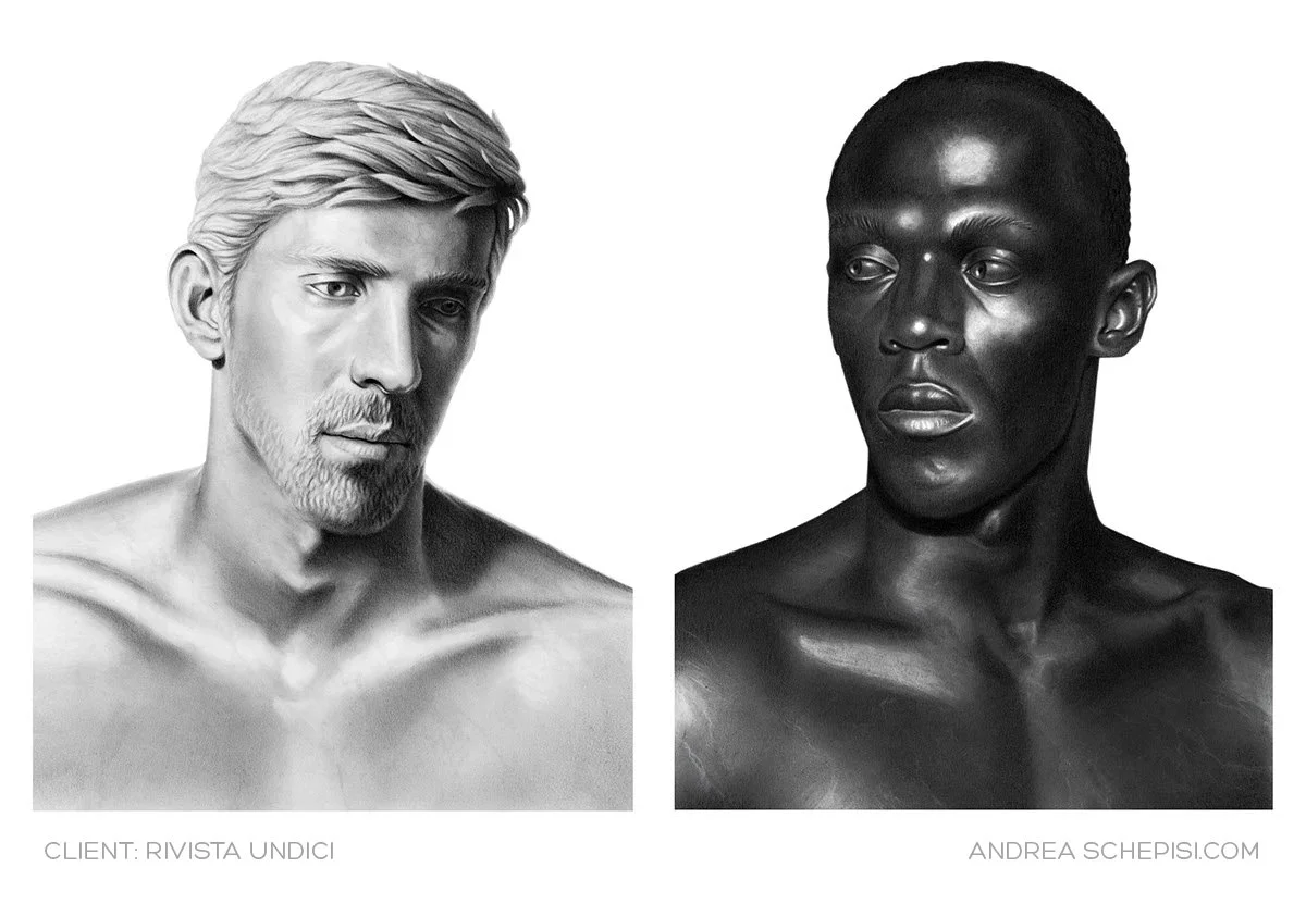 Andrea-Schepisi-editorial-illustration-portraits-charcoal-phelps-bolt.jpg