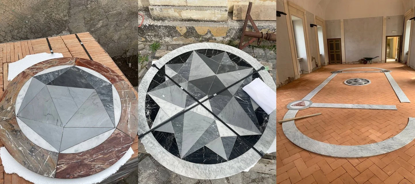  Execution and installation of the floor by  Pulchria , translating the approved design into multi-colored marble and cotto. 